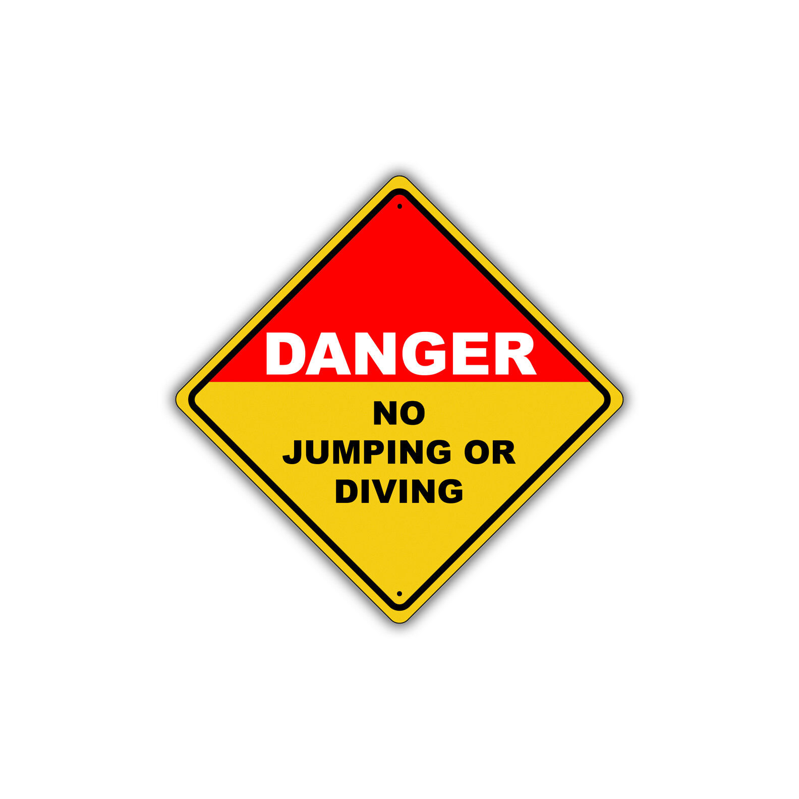 Danger No Jumping or Diving Shallow Water Pool Aluminum Metal Safety Sign 12x12