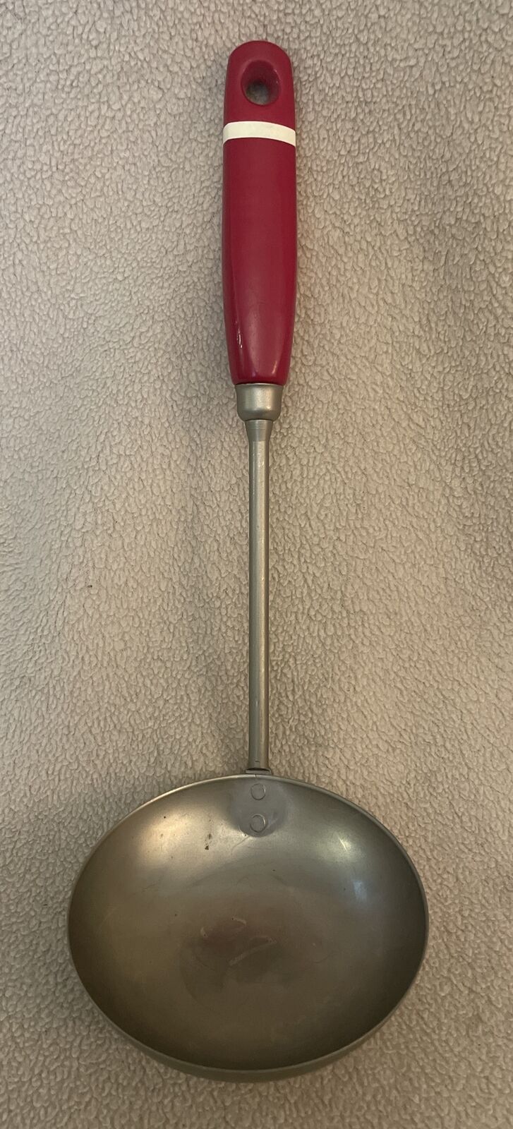 NOS Vintage EKCO Red & White Stripe Wooden Handle Serving Ladle/Spoon USA