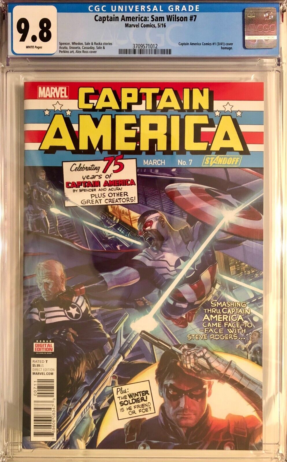 Captain America Sam Wilson #7 CGC 9.8 #1 Comics Cover Homage Alex Ross Falcon