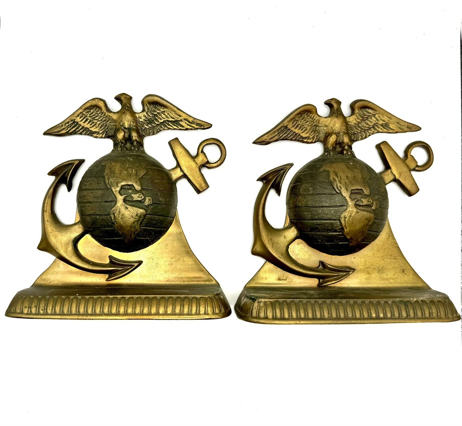 1920s Brass EGA Bookends USMC Marine Corps 