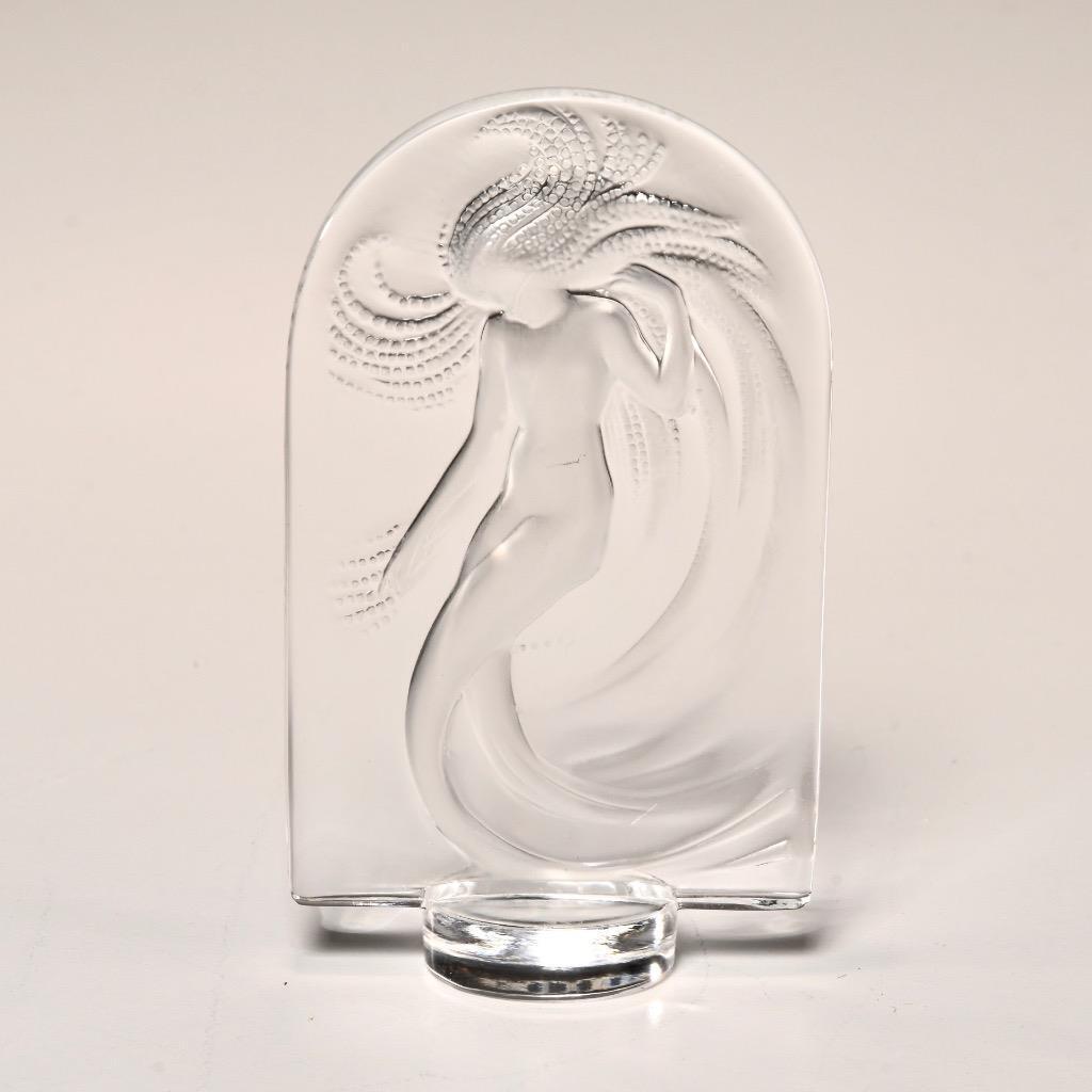 Lalique Water Nymph Nude Sirens Naiad Mermaid Crystal Glass Paperweight Plaque