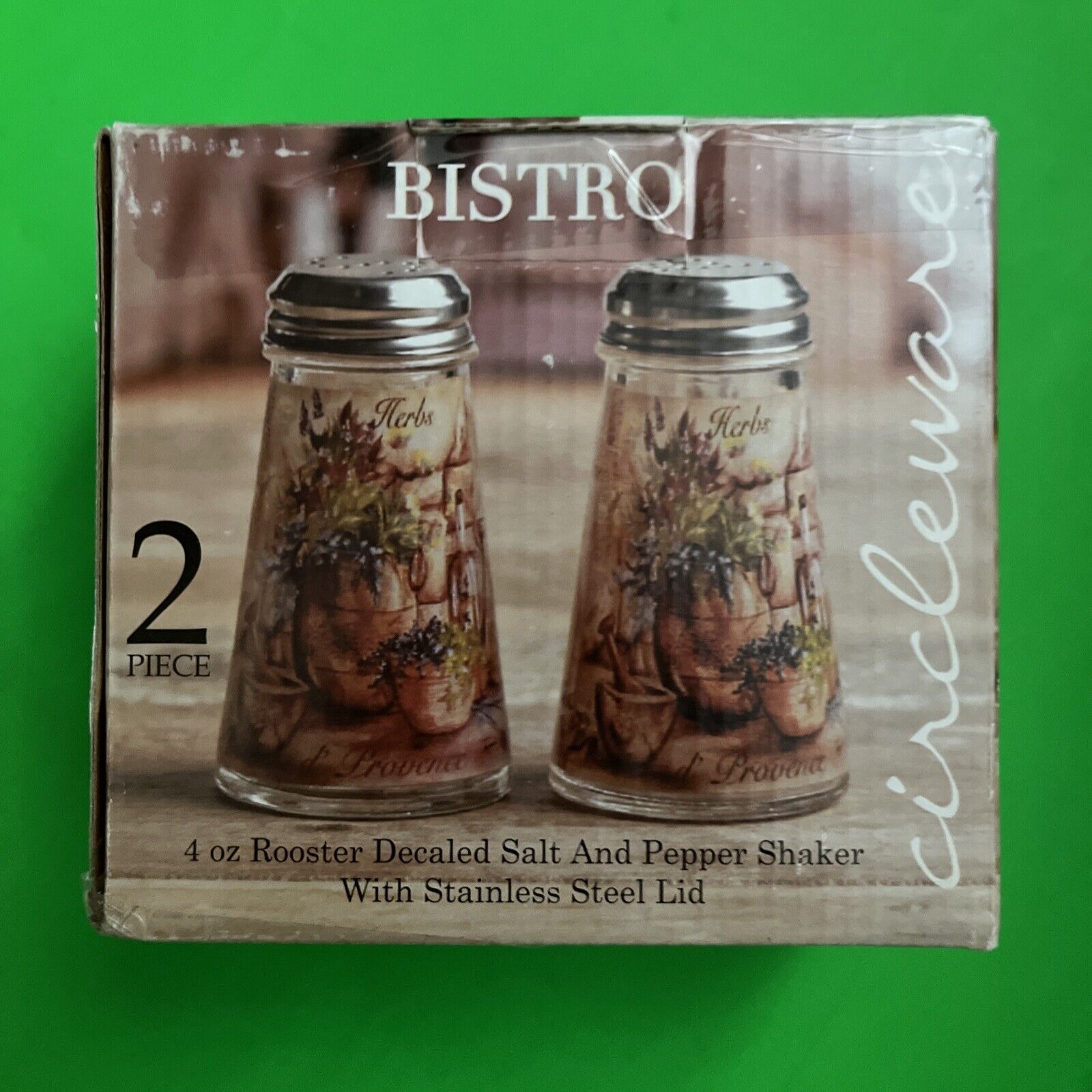 New Circleware Bistro Herb Salt and Pepper Shaker Set 4 Oz
