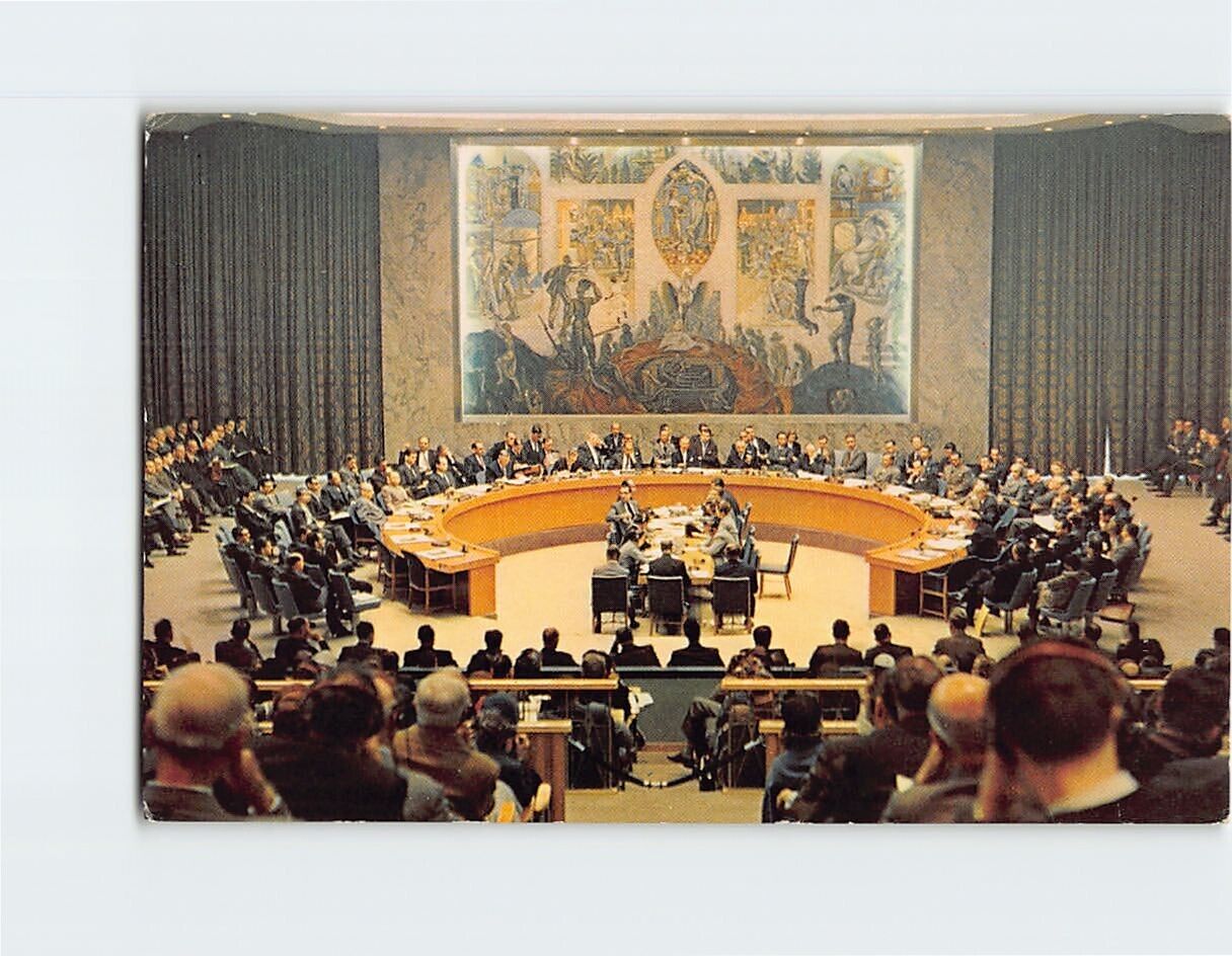 Postcard General view, Security Council Chamber, United Nations Headquarters, NY