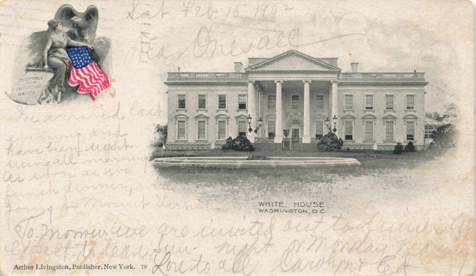 Postcard Private Mailing Card White House Washington DC 1902