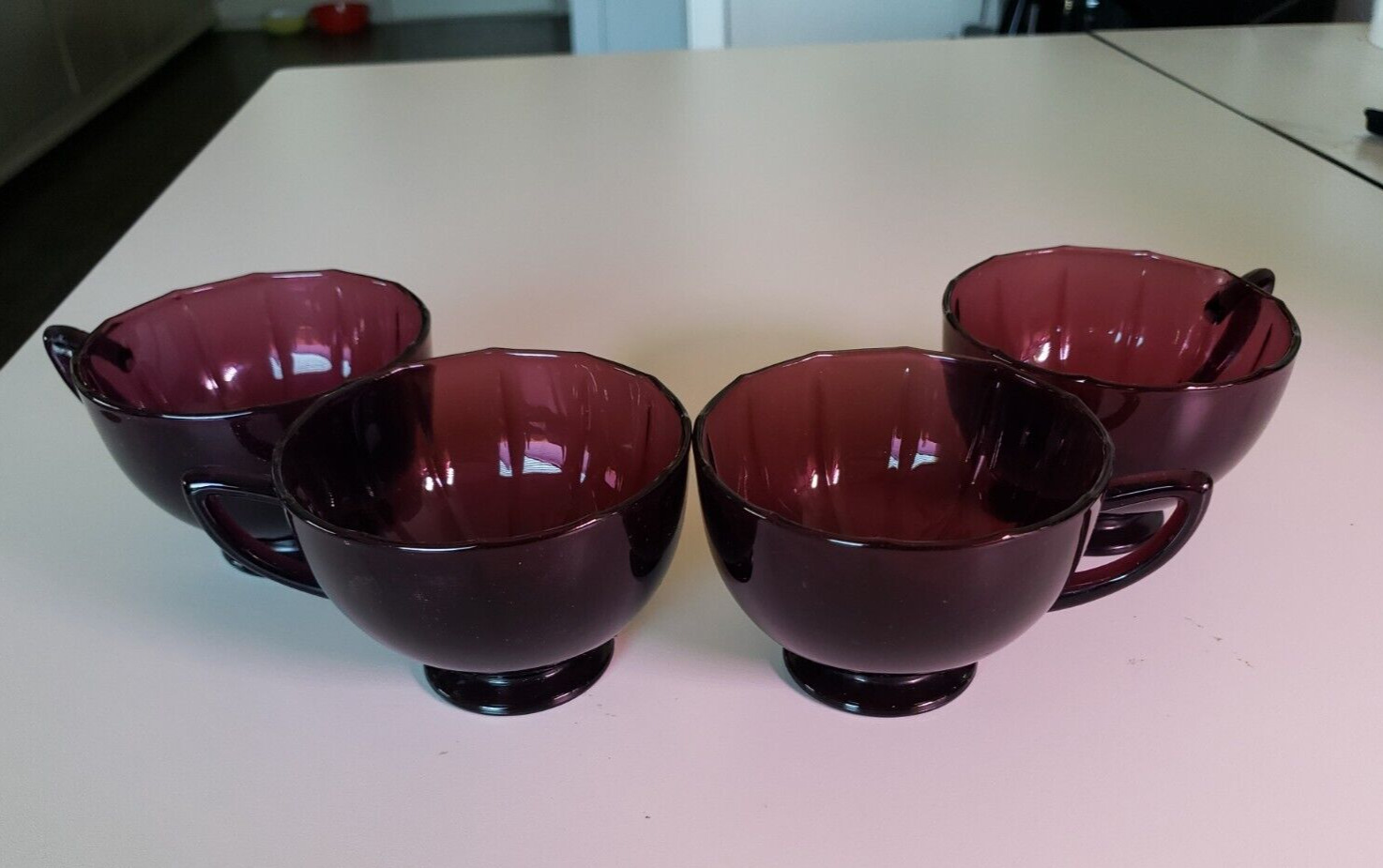 Set Of Four Vintage Purple Amethyst Tea Cups 