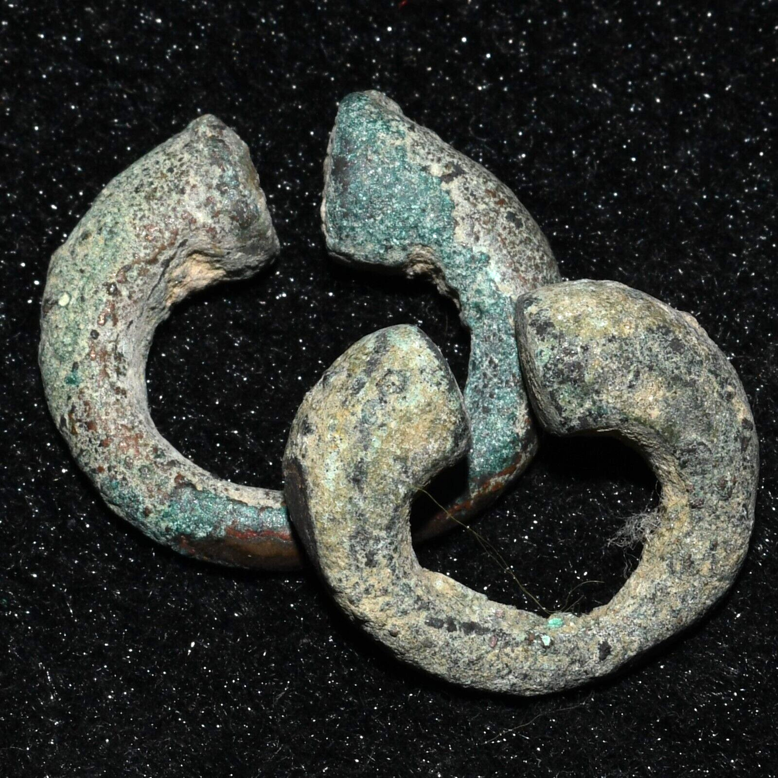 Pair of Authentic Ancient Roman Bronze Earring Circa 1st Century AD