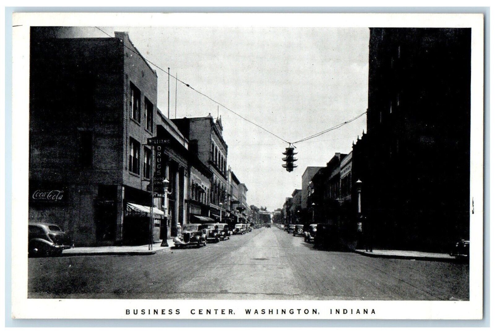 c1940 Business Center Exterior Building Washington Indiana IN Vintage Postcard