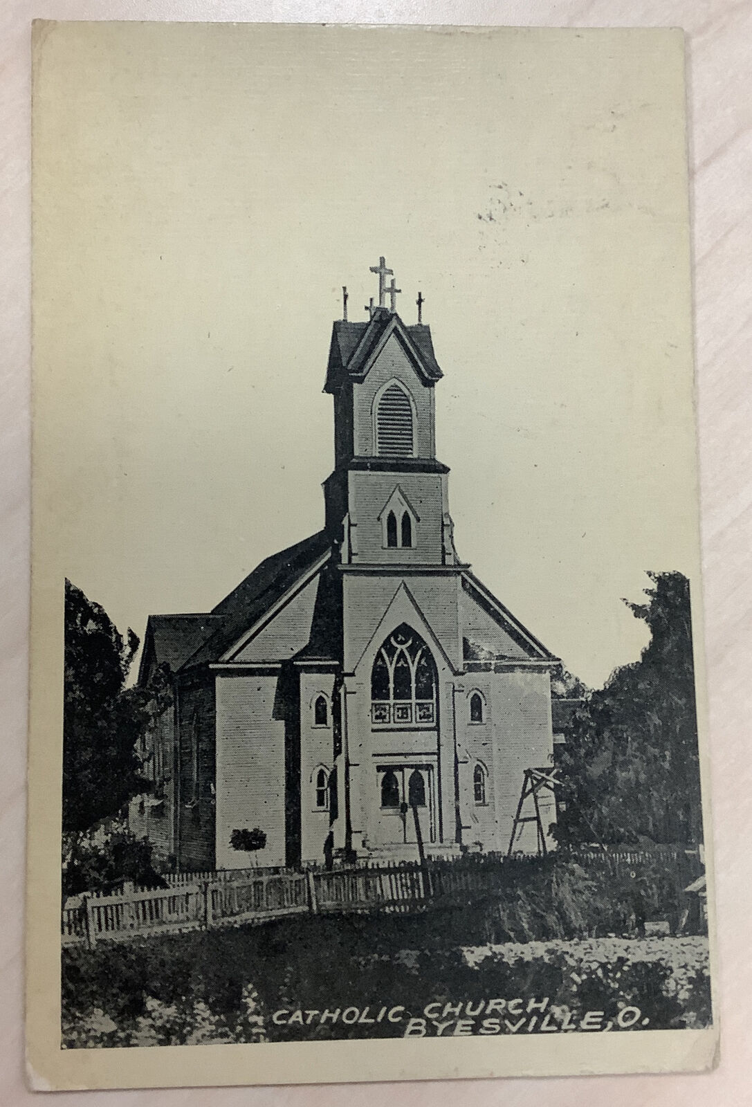 vintage Postcard Catholic Church Byesville OH Ohio 1910 advertisement card