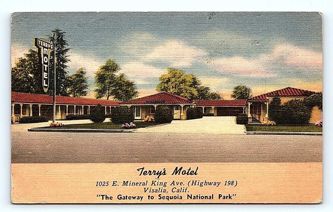 VISALIA, CA California ~ TERRY'S MOTEL c1950s Roadside Tulare County Postcard