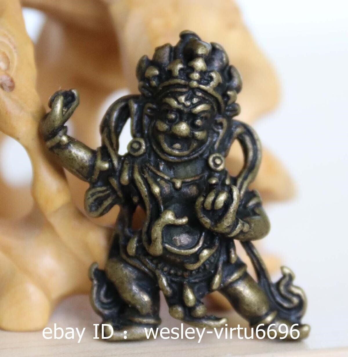 Tibet Copper Bronze Handmade Mahakala Vajrapani Buddha Necklaces Pendant WM36