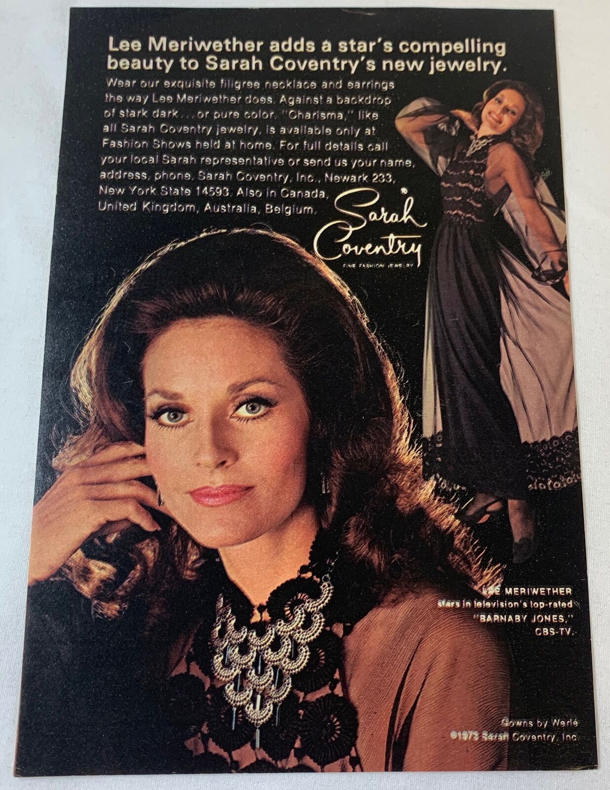 1973 Sarah Coventry ad ~ LEE MERIWETHER