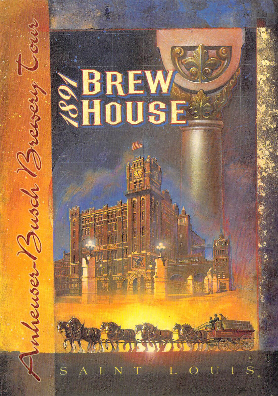 1996 MO St Louis Anheuser Busch Budweiser Brew House Tour AD  4x6 postcard CT25