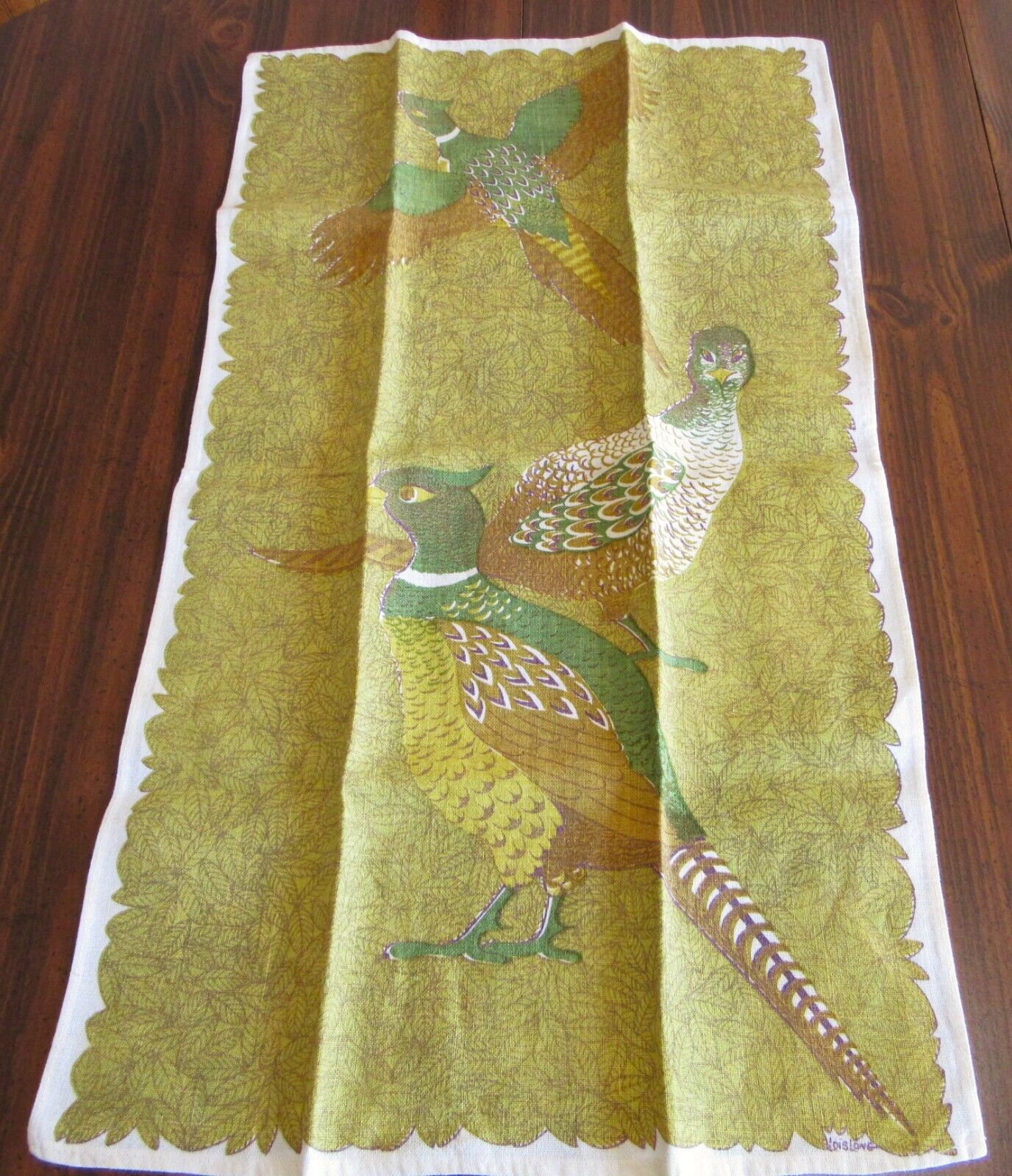 Vintage Towel Pheasants About Linen Lois Long Design Charming