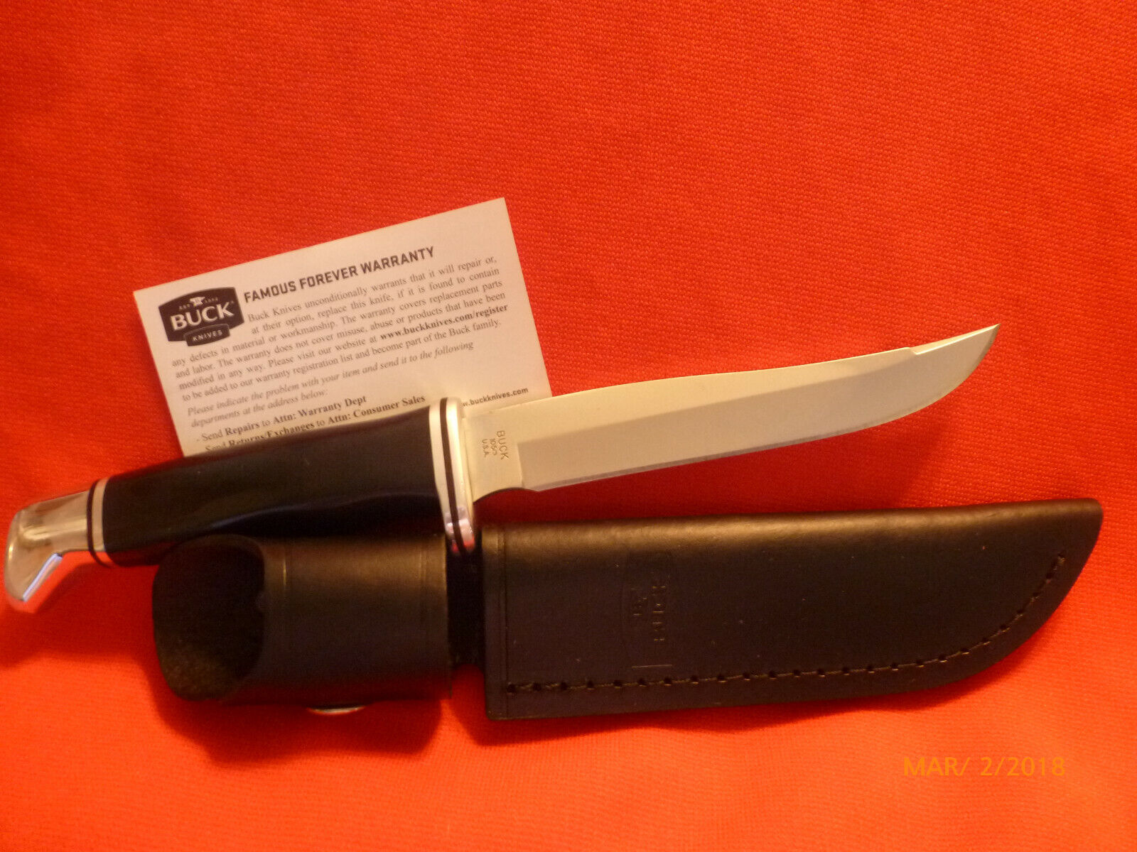 Buck 105BKS Pathfinder Fixed Blade Knife With Leather Sheath 105BKS USA -NIB