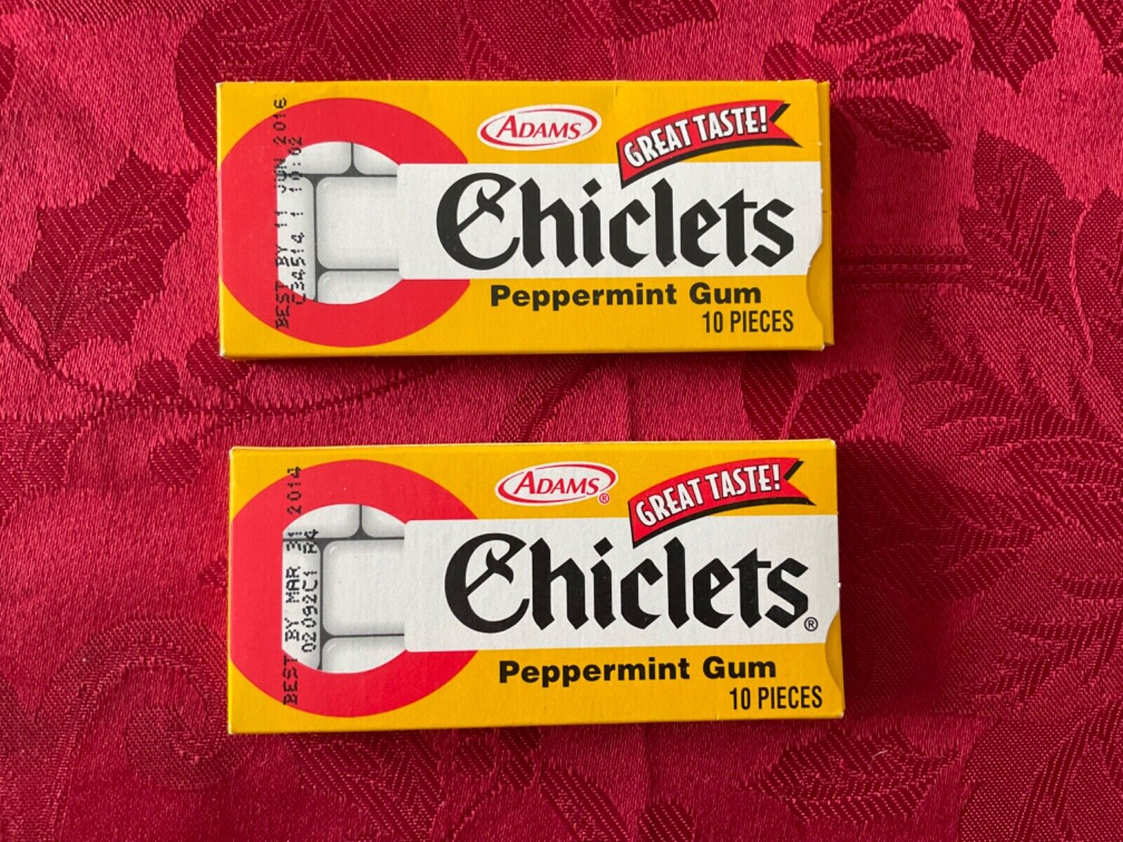 2 VINTAGE BOXES OF ADAMS CHICLETS PEPPERMINT GUM - 10 PIECES