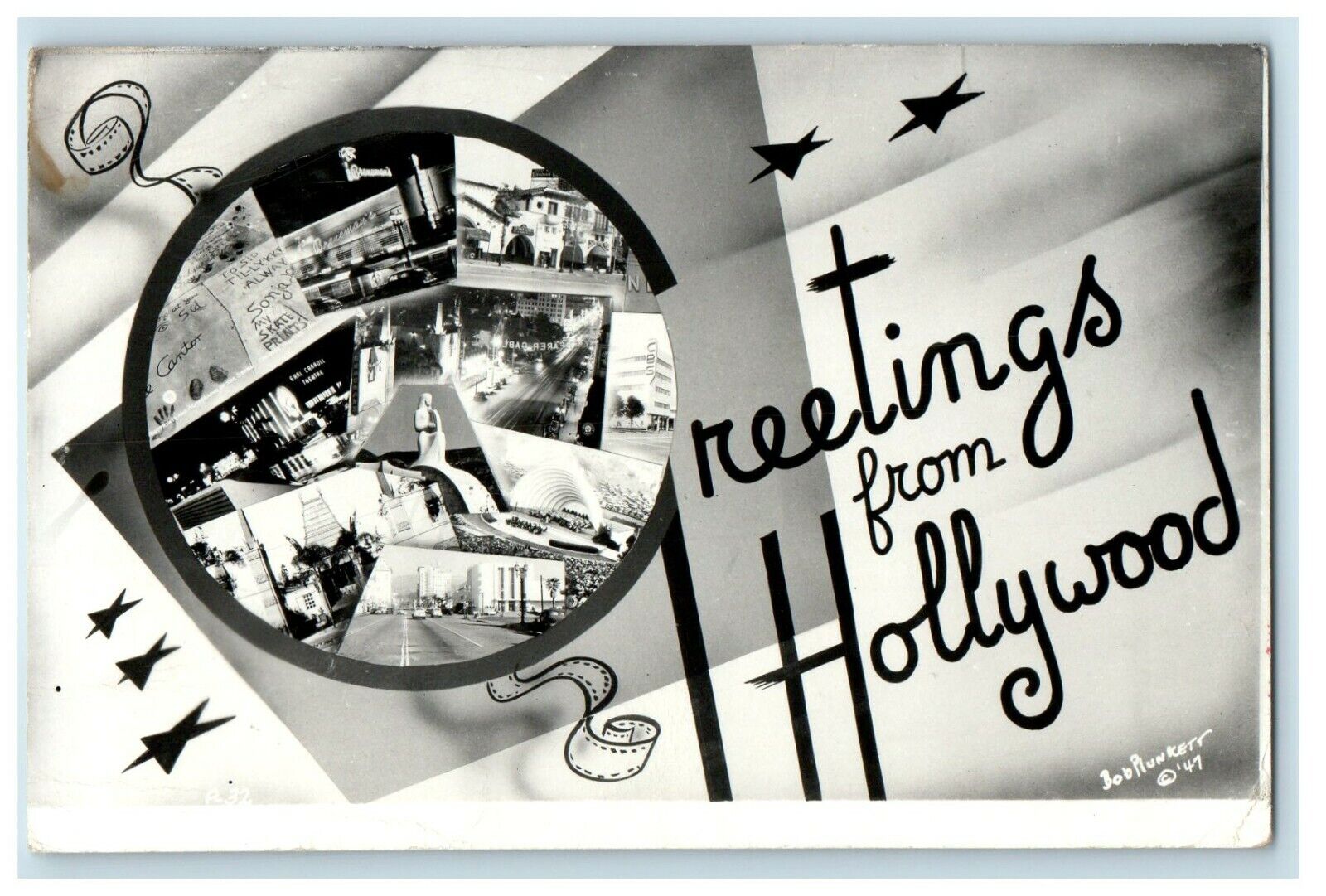 1943 Greetings From Hollywood California CA RPPC Photo Vintage Postcard