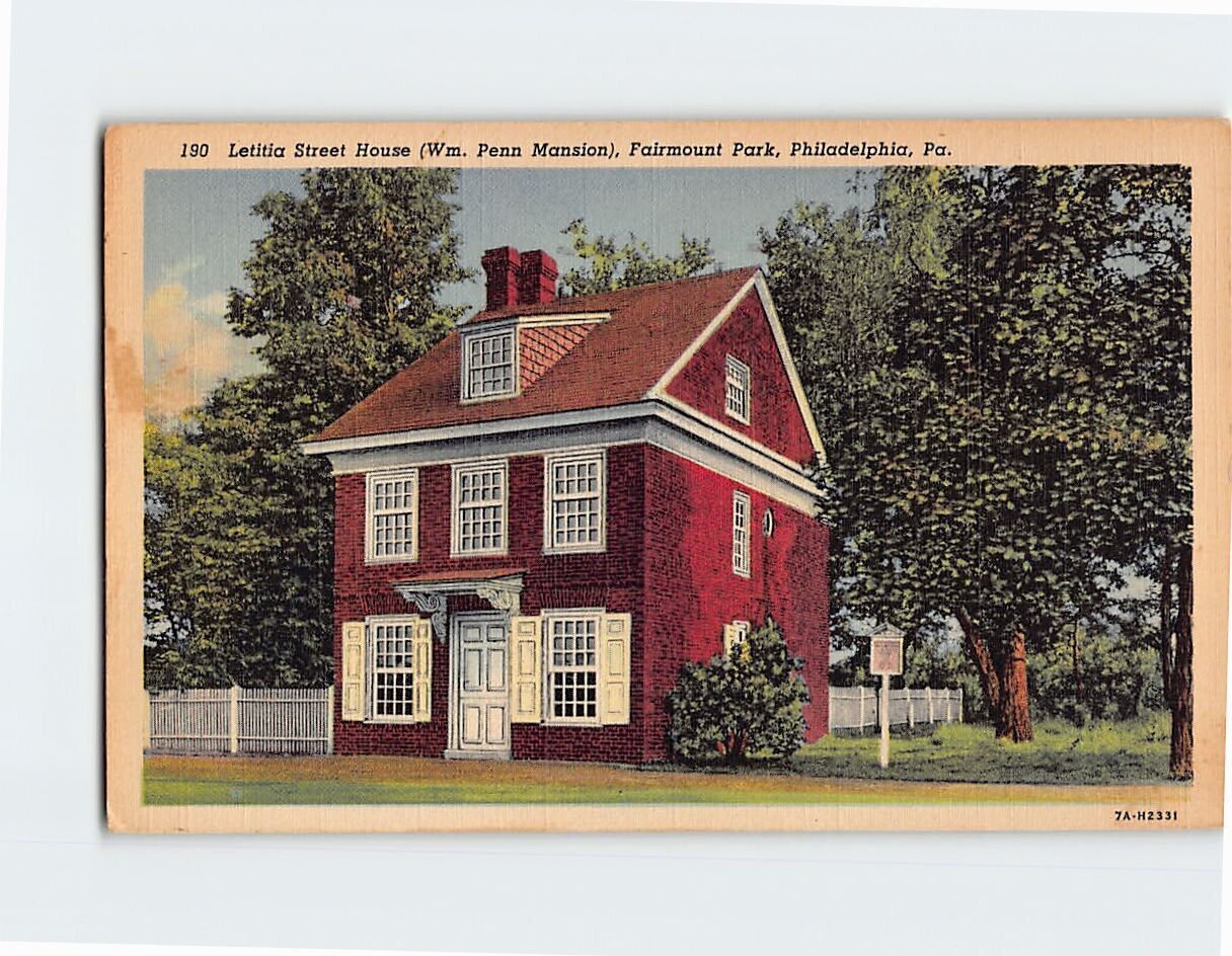 Postcard Letitia Street House Fairmont Park Philadelphia Pennsylvania USA