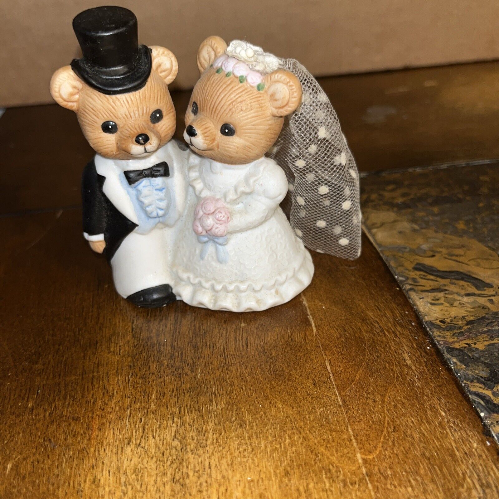 Vintage Homco Porcelain Wedding Bears Bride and Groom