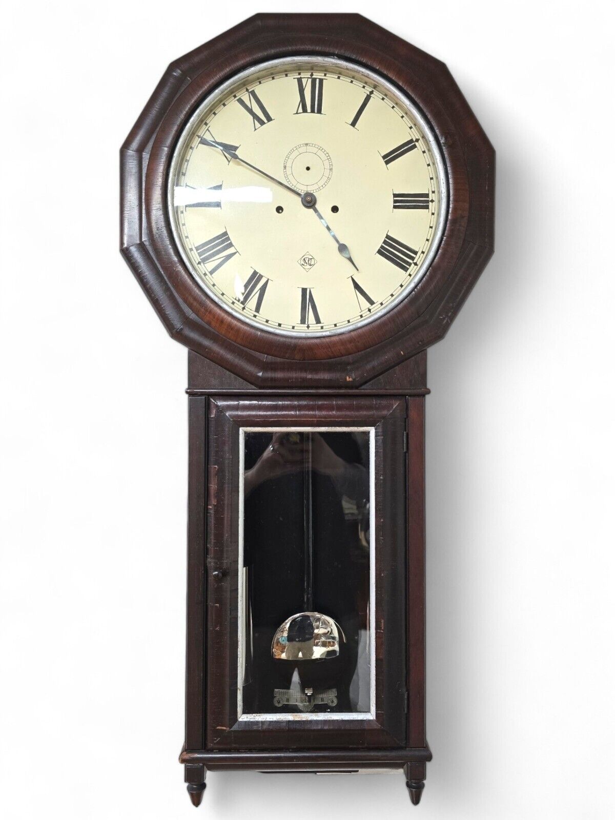 Scarce Seth Thomas #3 Extra - Nickel Plated Time & Strike Regulator Wall Clock