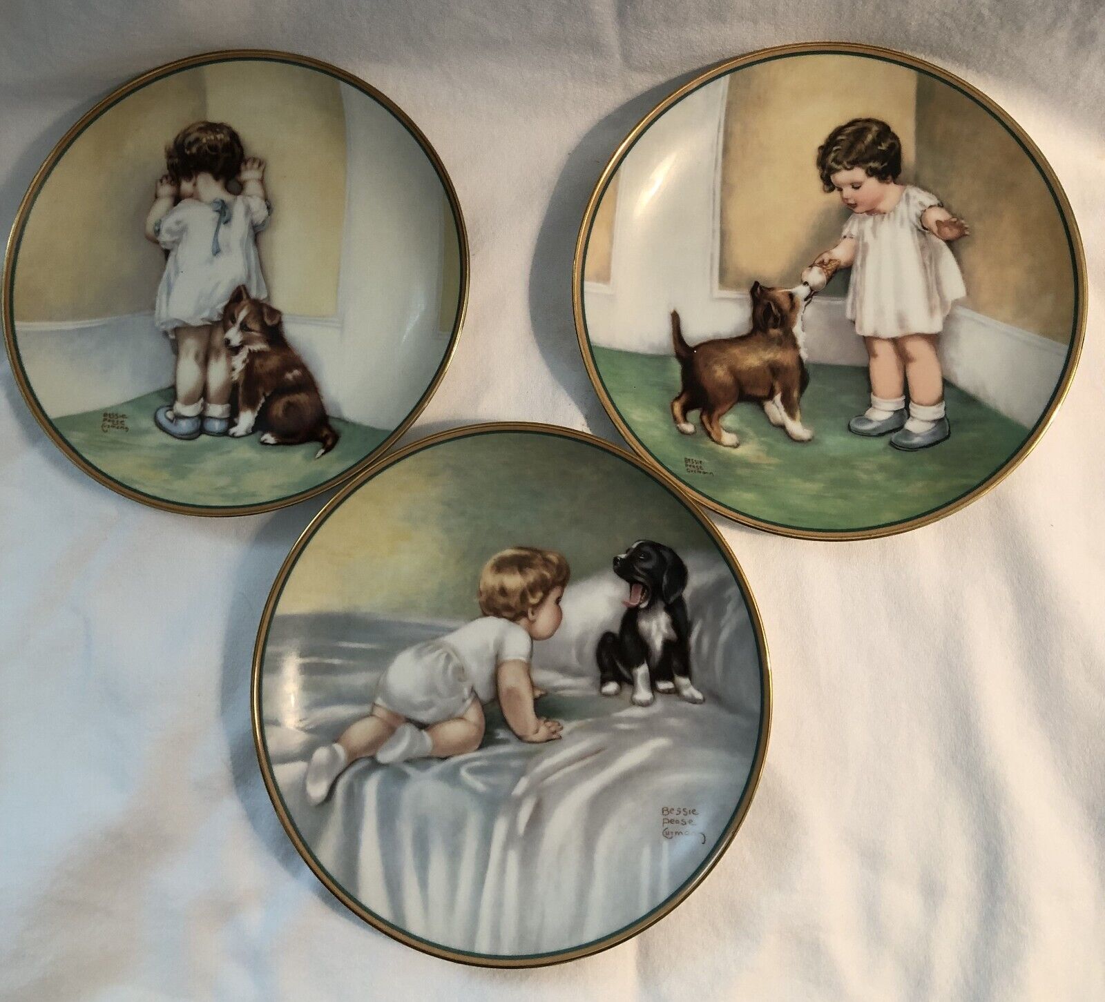3 Hamilton Collection Bessie Pease Gutmann A Child's Best Friend Porcelain Plate