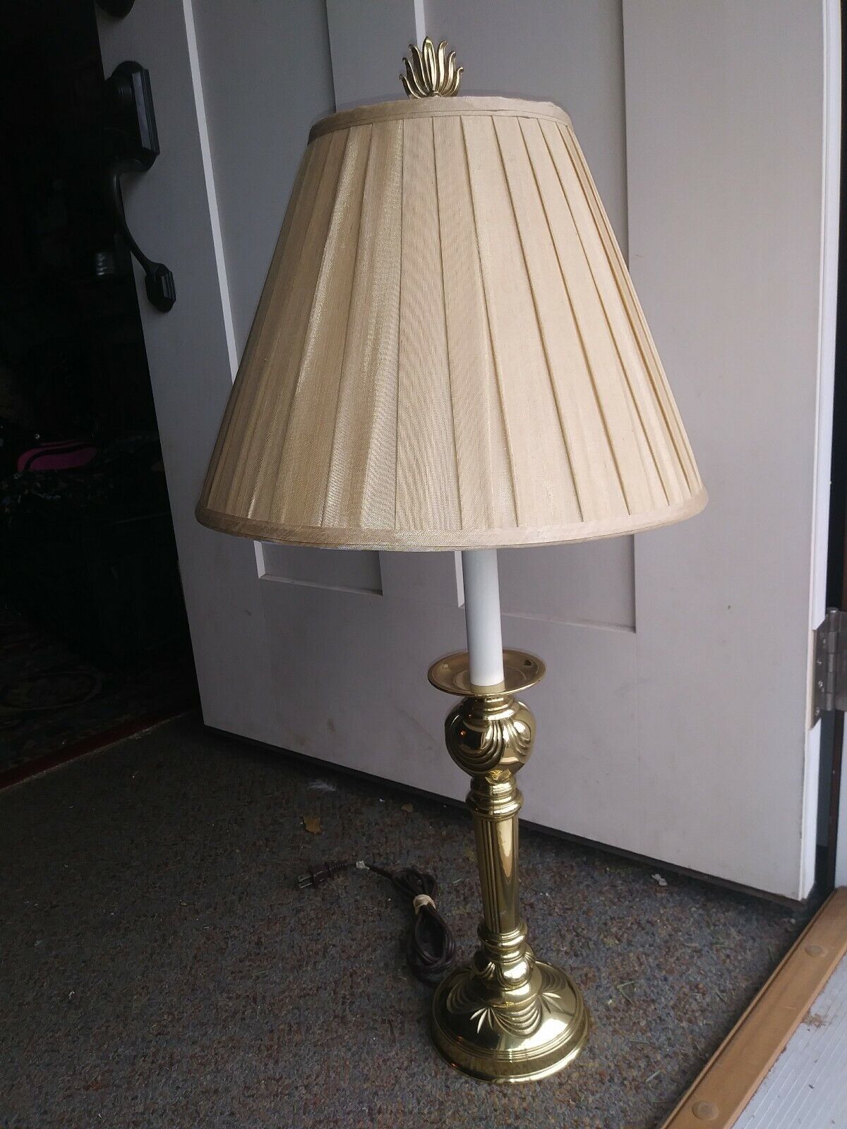 Vtg Stiffel Brass Torch Flame Finial Table Lamp 33