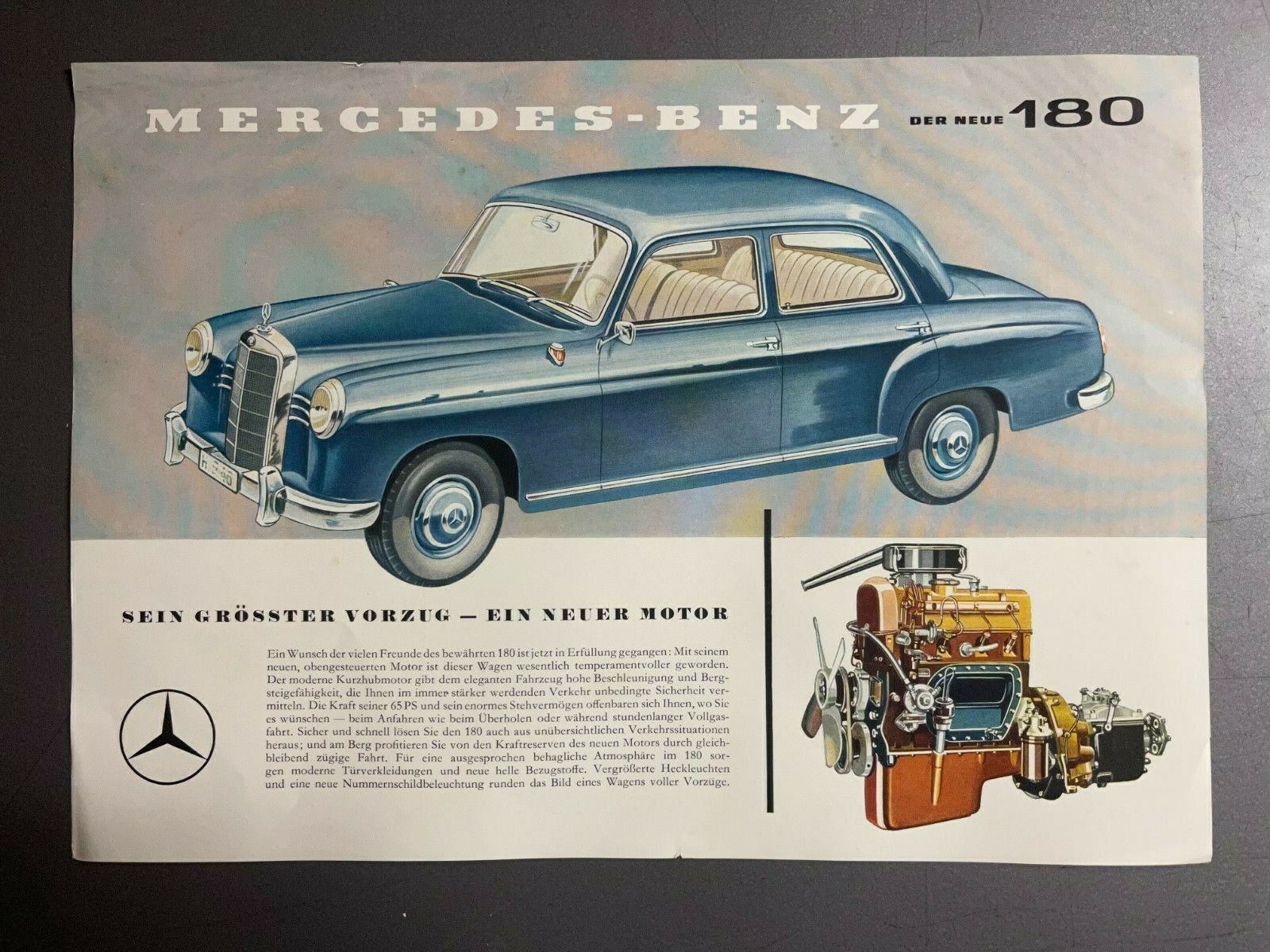 1957-1959 Mercedes Benz Type 180 Sedan Showroom Advertising Sales Sheet RARE