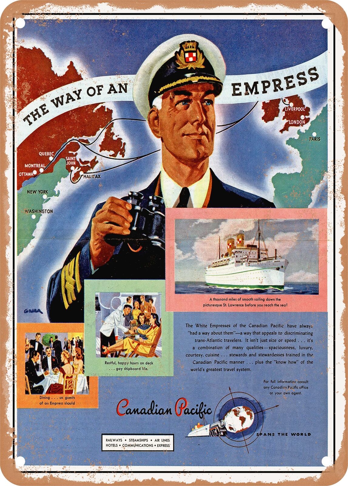METAL SIGN - 1947 The Way of an Empress Canadian Pacific Vintage Ad