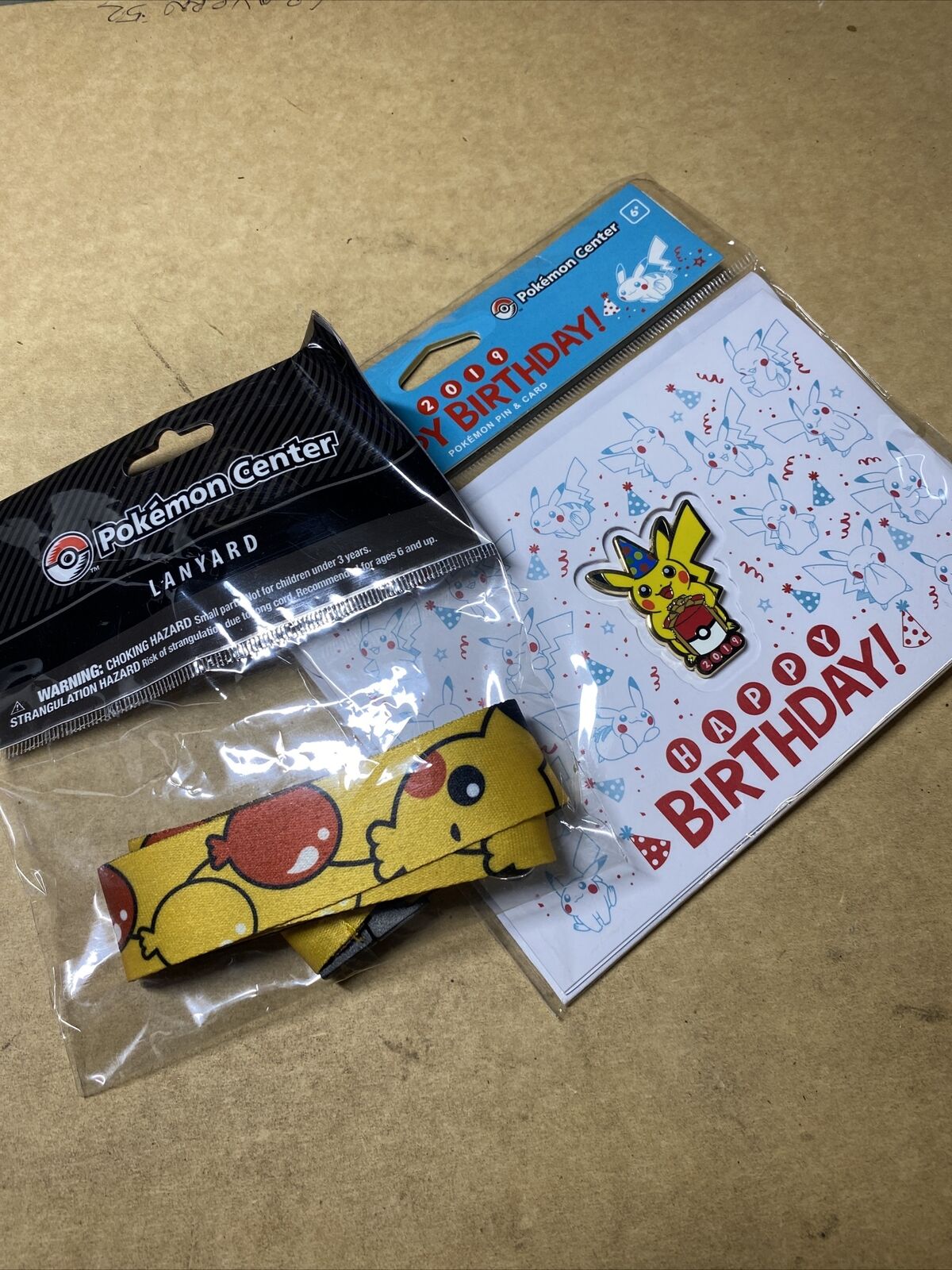 Happy Birthday Pokemon Pin And Card & LANYARD EXPLORING PIKACHU