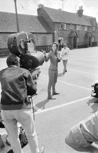 Diana Rigg during the filming of The Avengers at Aldbury. 9th A- 1967 Old Photo