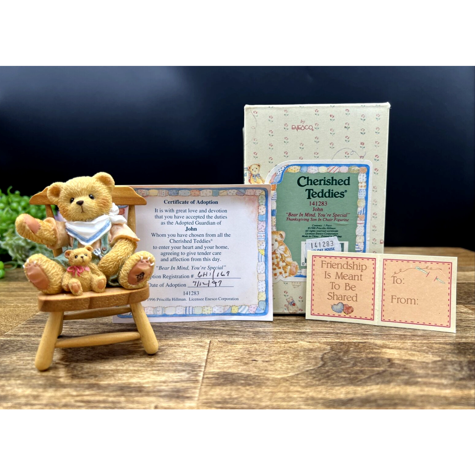 1996 Enesco Cherished Teddies John Bear In Mind, You\'re Special 141283 with Box