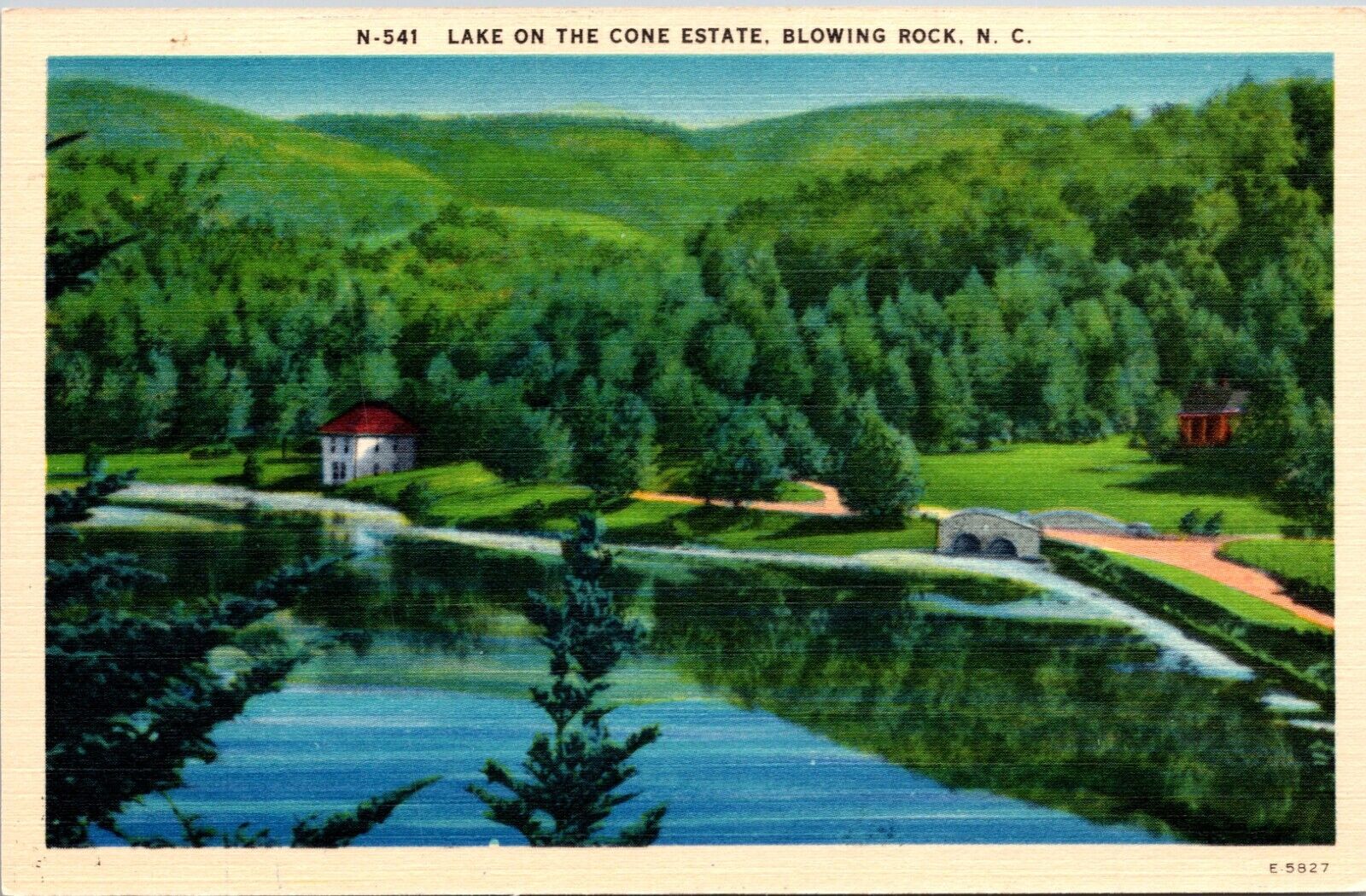 Lake On Cone Estate Blowing Rock North Carolina NC Linen Vintage Postcard L61