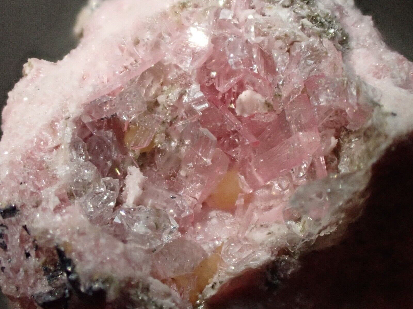 Stunning Bright Pink Rhodonite & Quartz Crystals Franklin New Jersey