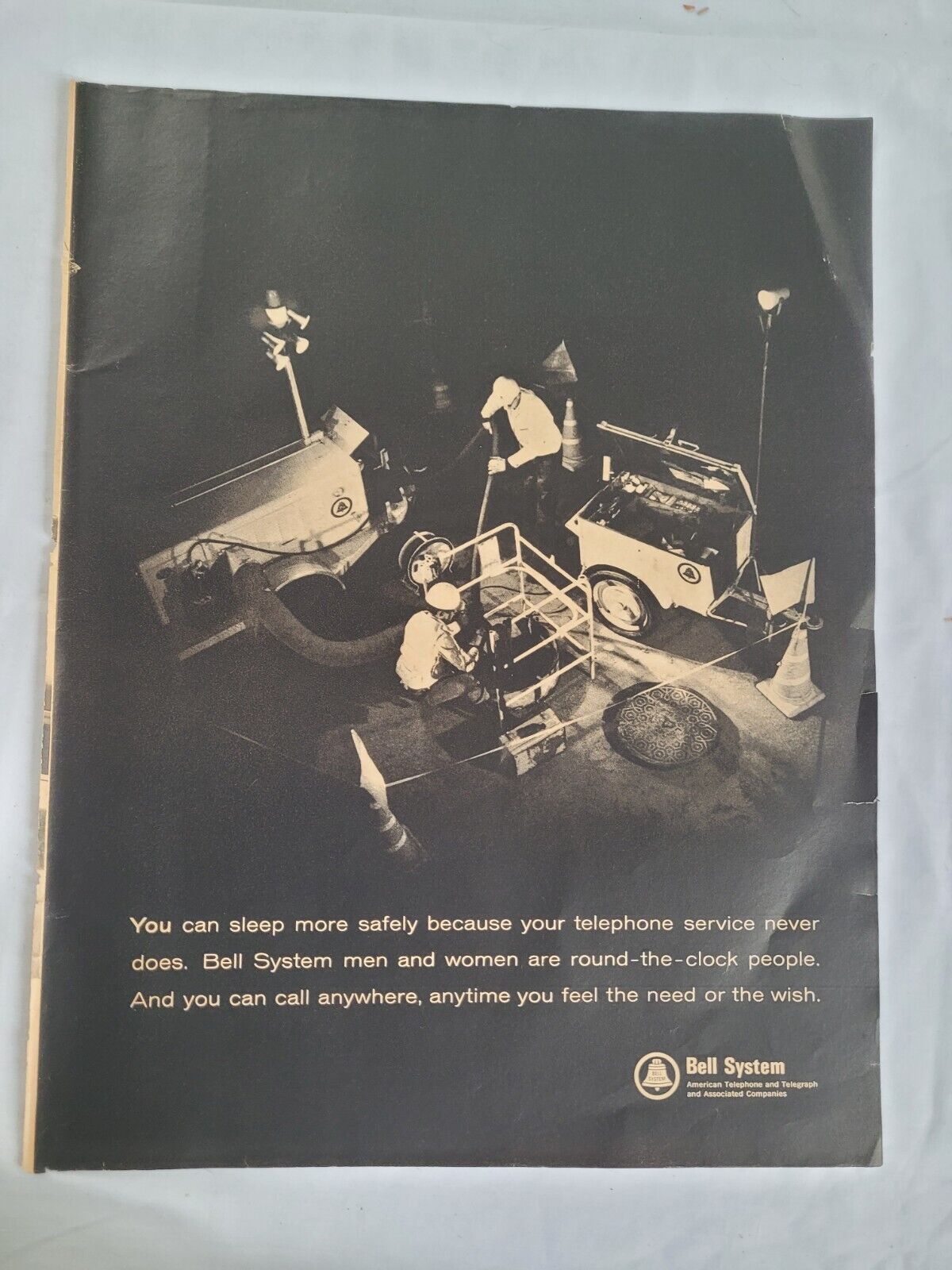 1965 Vintage Original Magazine Ad Bell Telephone You Can Sleep More Safely