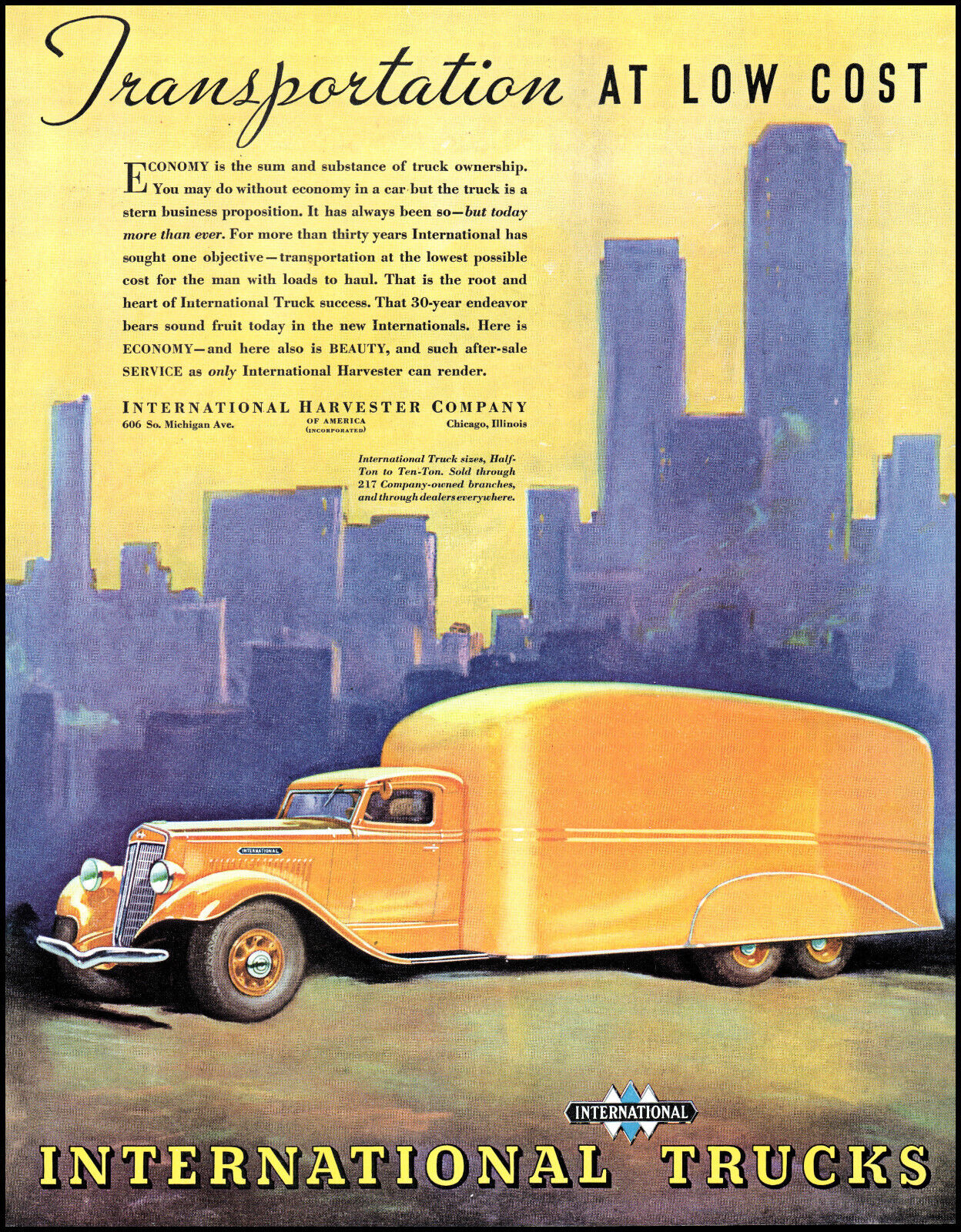 1935 International Trucks International Harvester vintage art print ad XL16