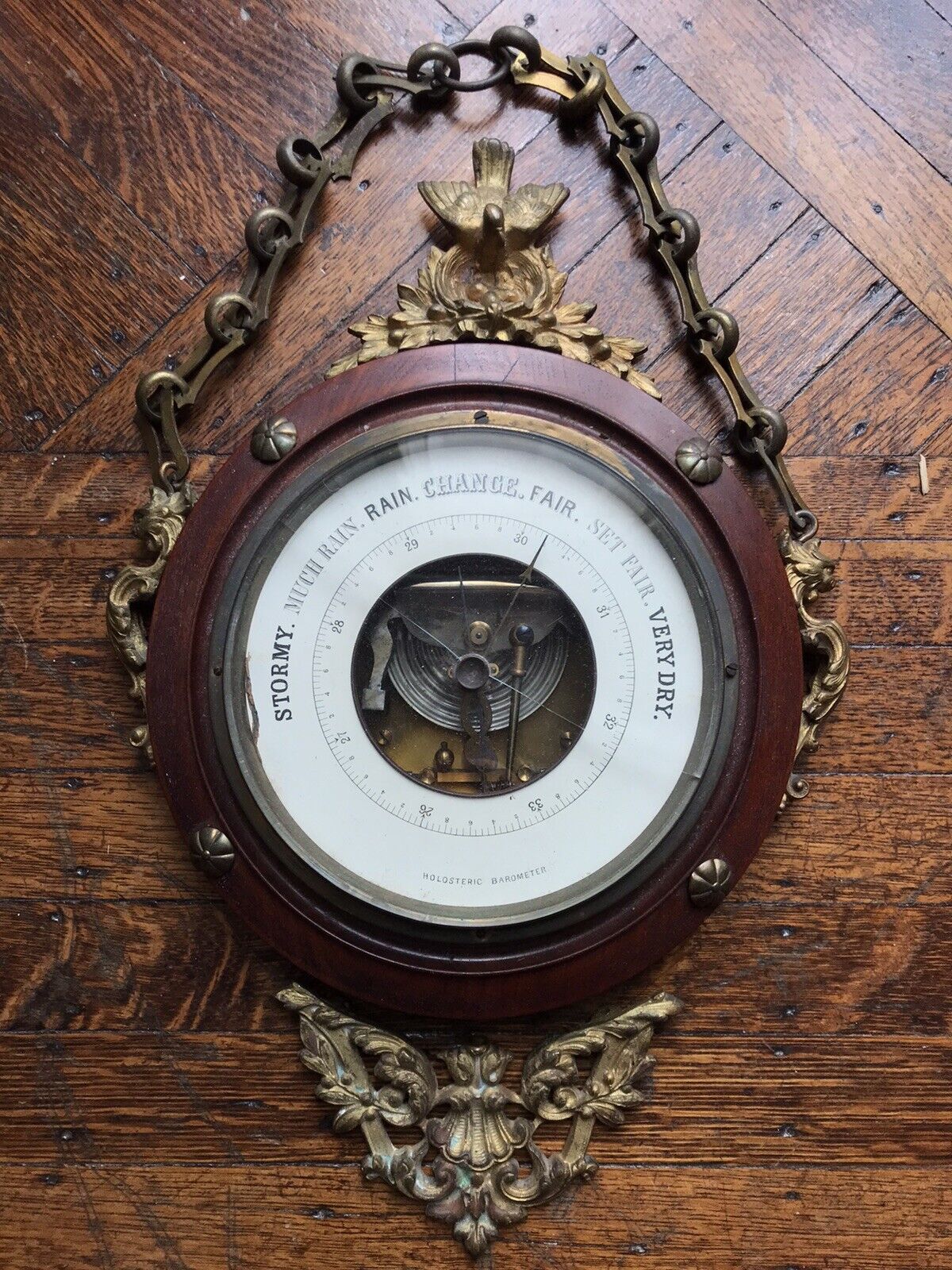 Holosteric BAROMETER made In Germany Early 1900s. Cracked Glass, Operational