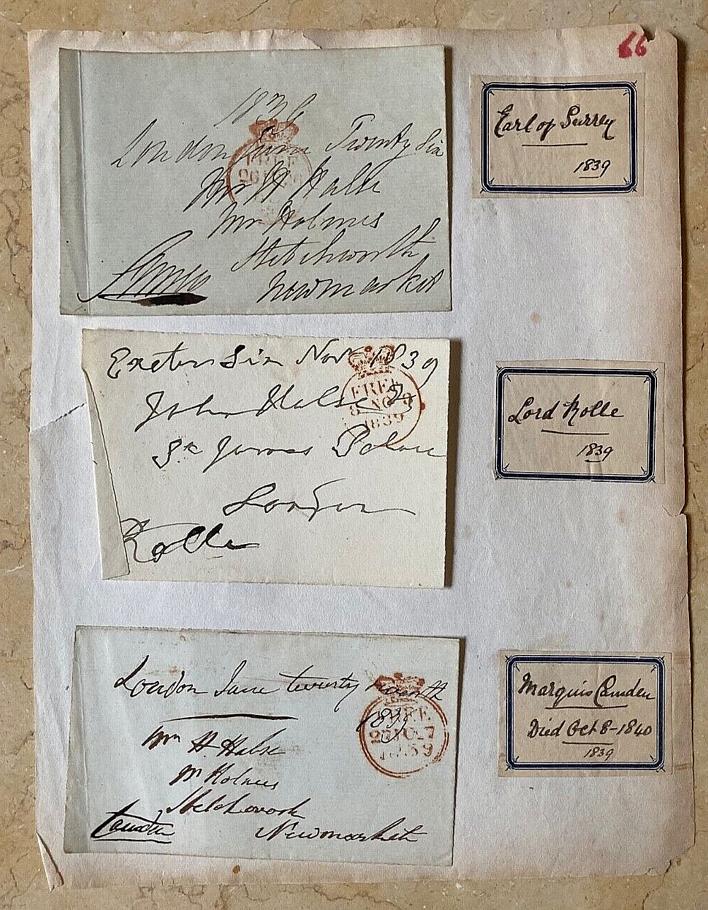 GREAT BRITAIN 3 AUTOGRAPHED COVERS to HENRY VIII  PALACE of VICTORIA r c.1839