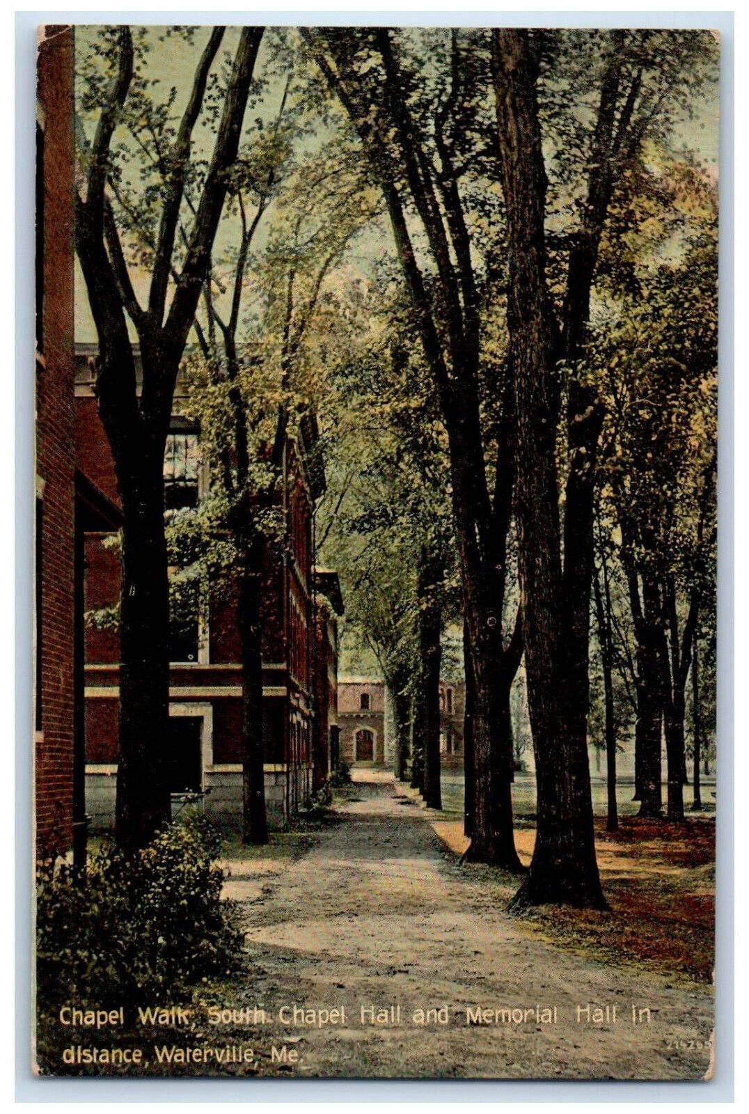 c1910 Chapel Walk, South Chapel Hall and Memorial Hall Waterville ME Postcard