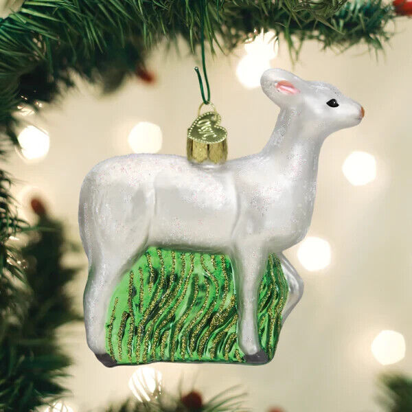 2021 Old World Christmas Seneca White Deer Mouth Blown Glass Ornament - New