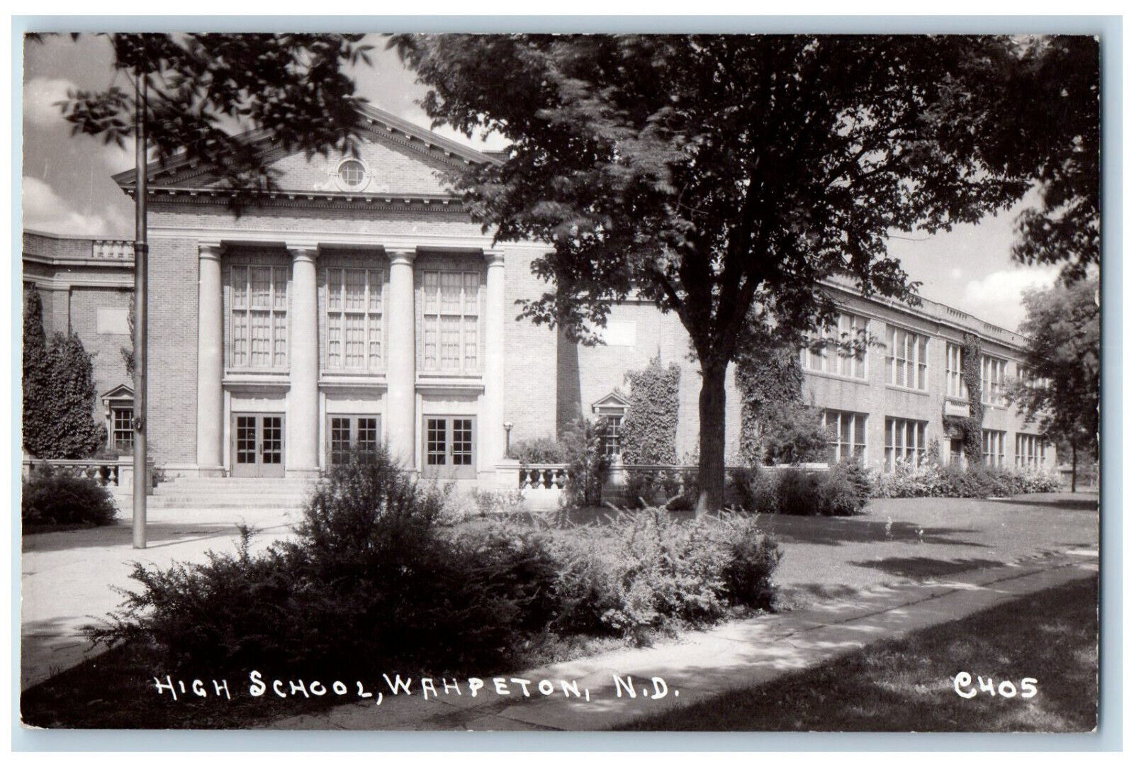 Wahpeton North Dakota ND Postcard Entrance to High School c1905 RPPC Photo