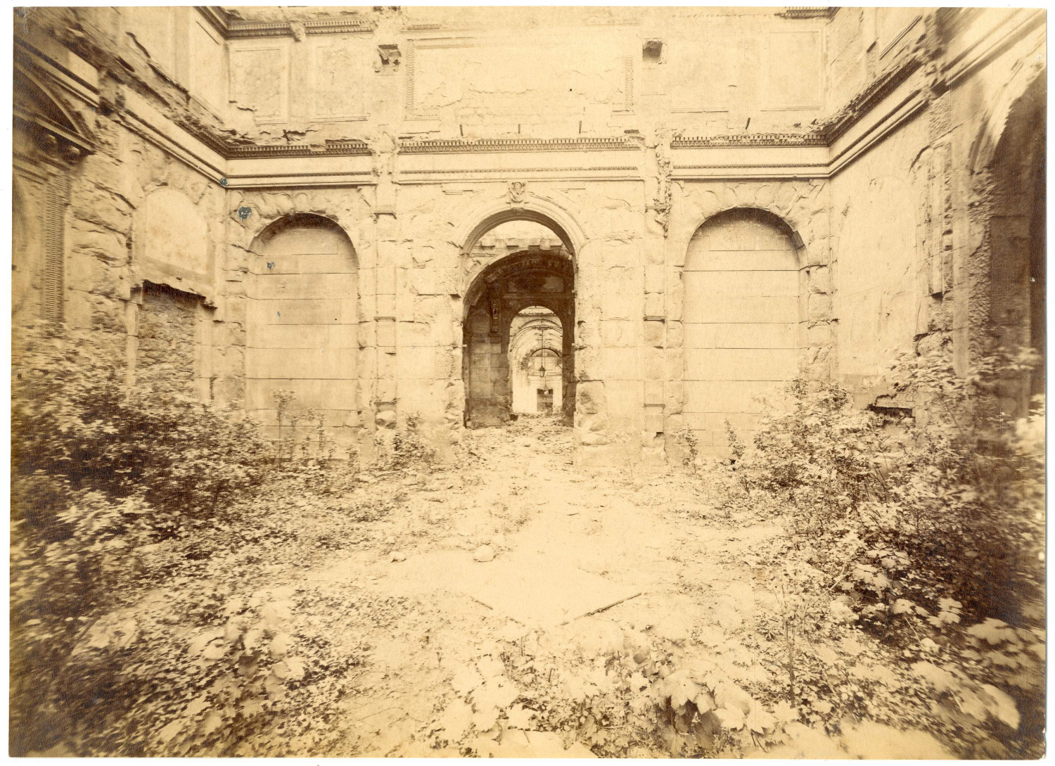 France, Paris Commune, Ruins of the Court of Accounts, Vintage Albumen Print v