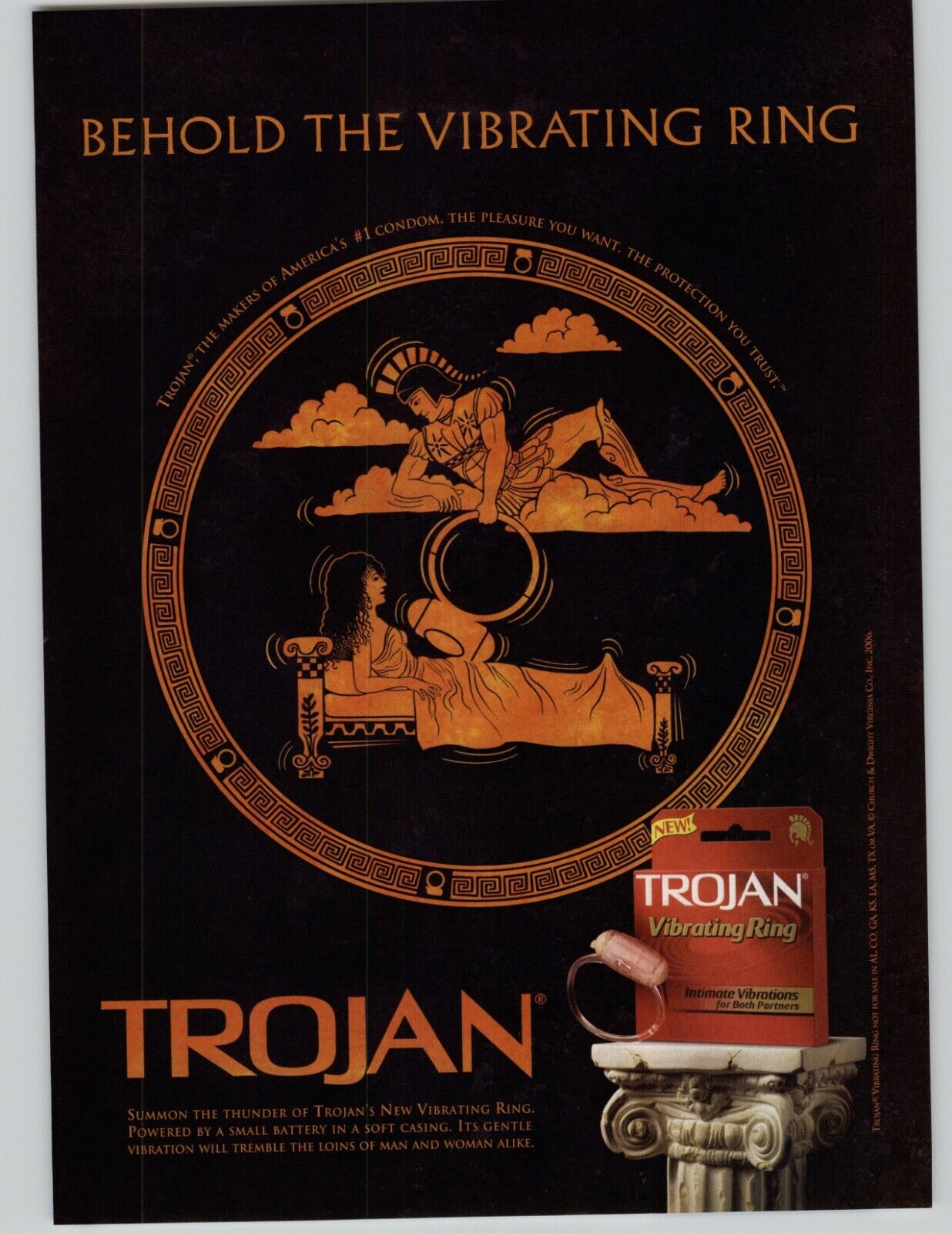 2006 Trojan Vibrating Ring Condom Vintage Print Ad Trojan Soldier Art Photo 