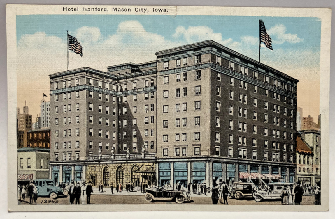 Hotel Hanford, Mason City, Iowa IA Vintage Unposted Postcard