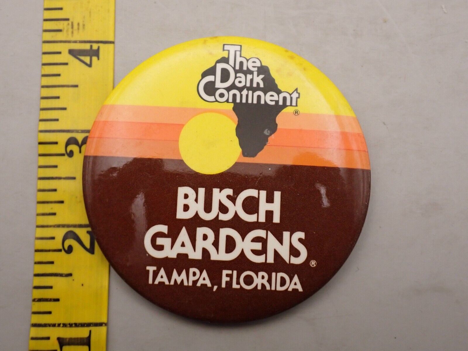 Vintage Busch Gardens Tampa Florida The Dark Continent Pinback Button 3” 78 F7A7