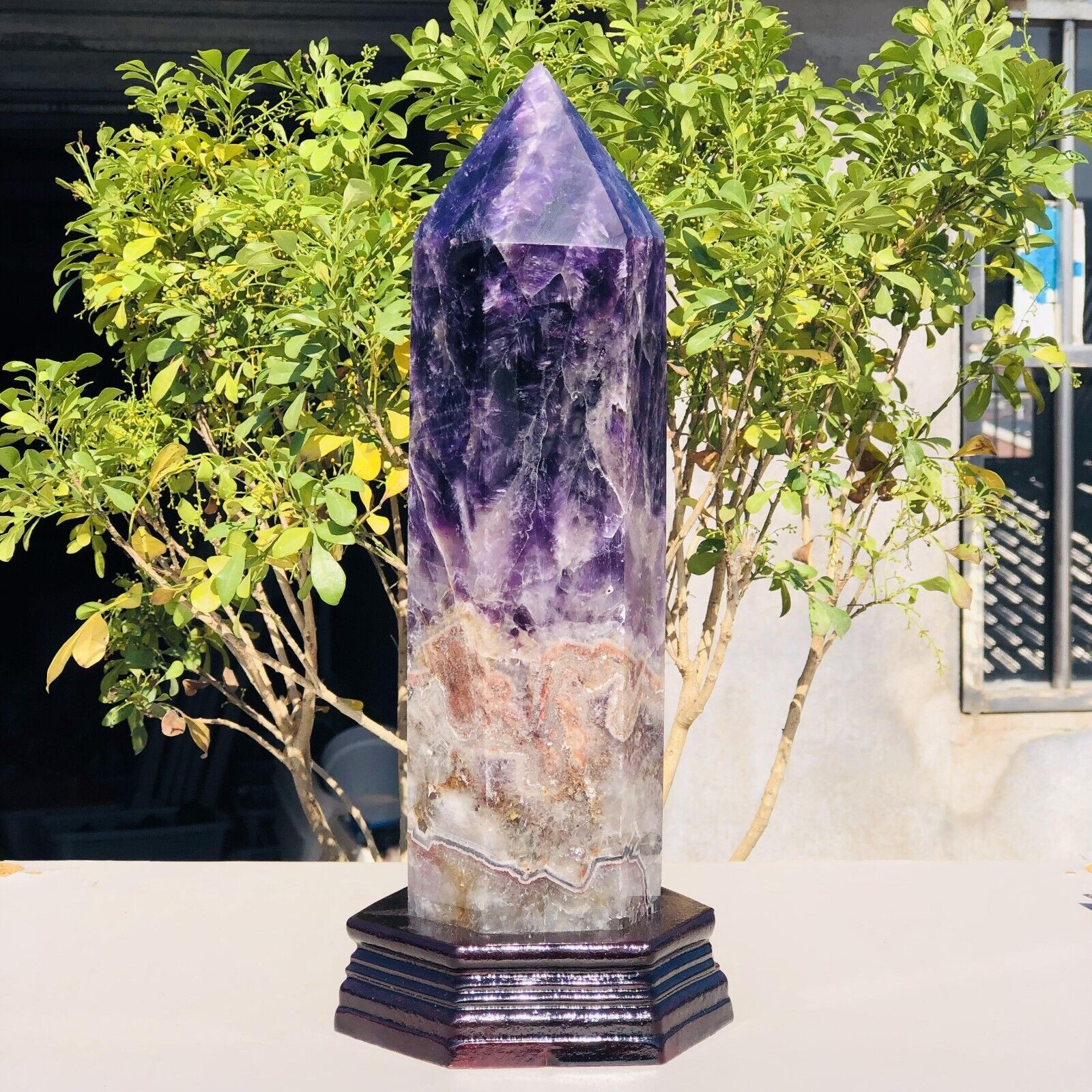 5.29lb Natural Dream Amethyst Wand Obelisk Geode Quartz Crystal Repair Healing