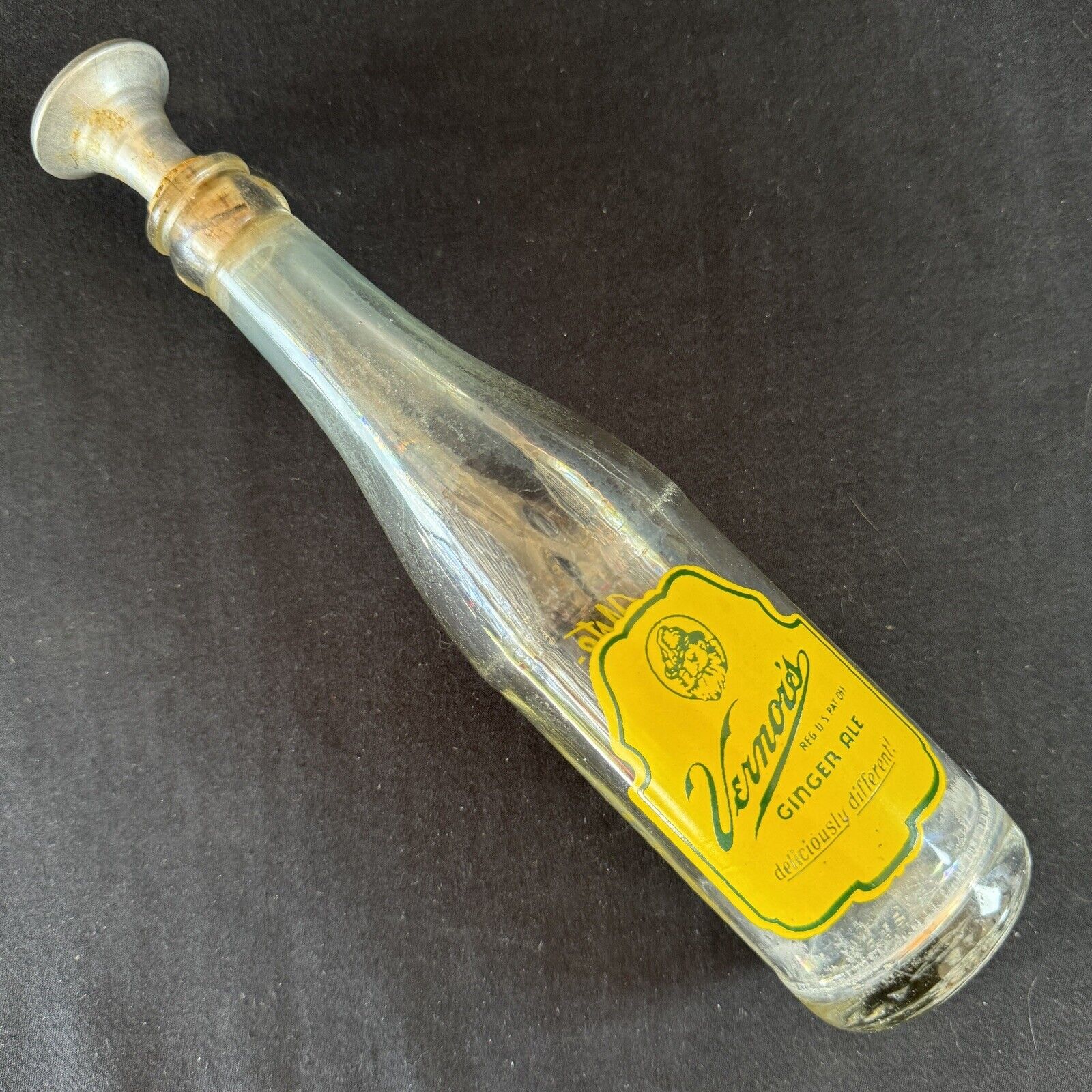 Vintage Vernor\'s Bottle with Gnome Cleveland with Sprinkle Top 8 oz.