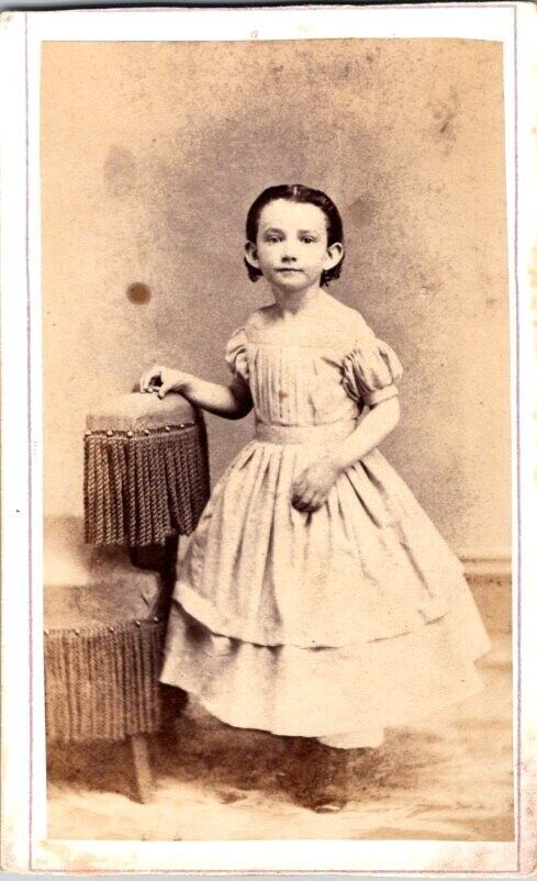 Little Girl in Pretty Frock, CDV Photo, c1860s, Rev. Stamp, #1722