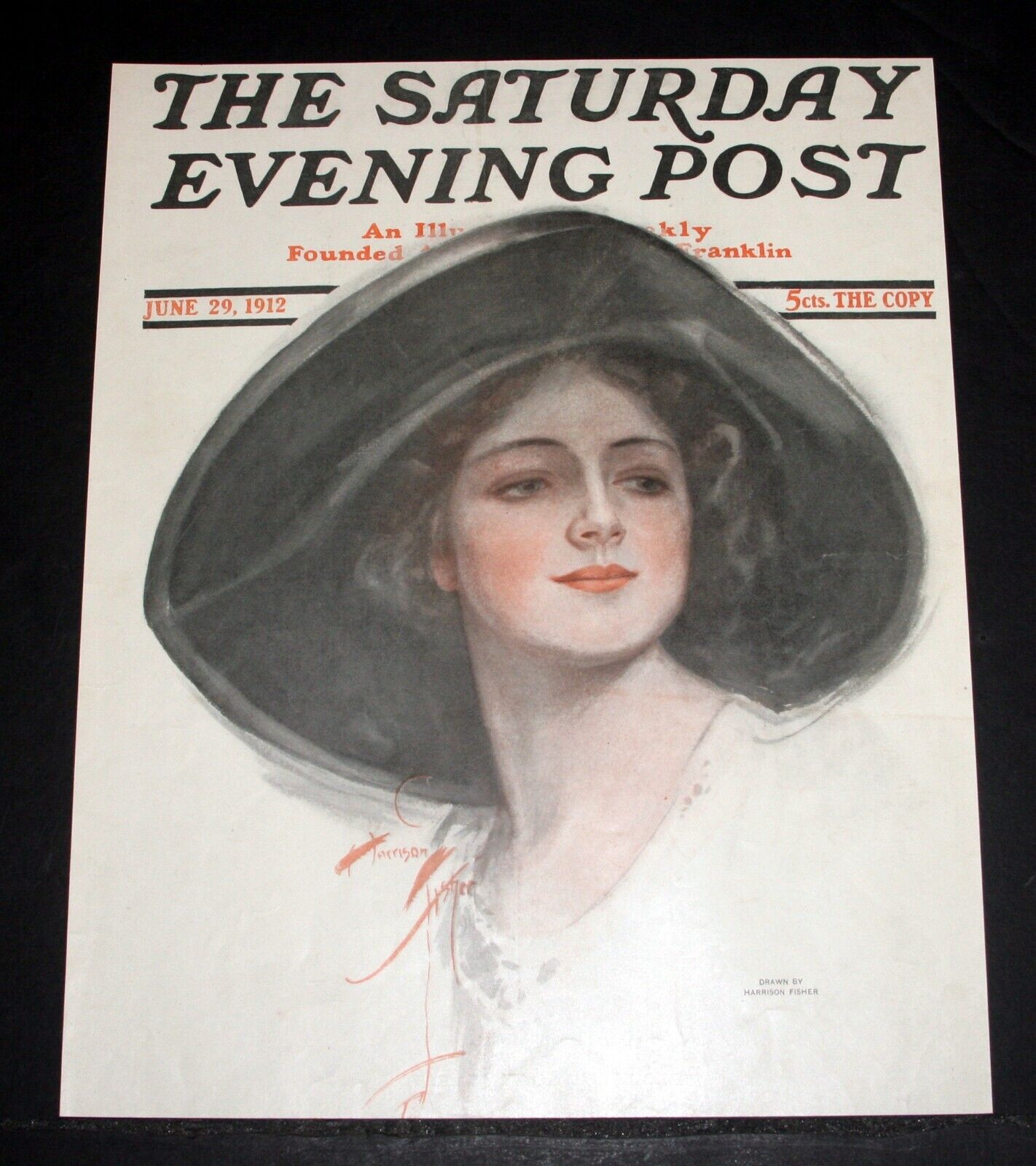 1912, JUNE 29, OLD SATURDAY EVENING POST MAGAZINE COVER (ONLY)  H. FISHER ART