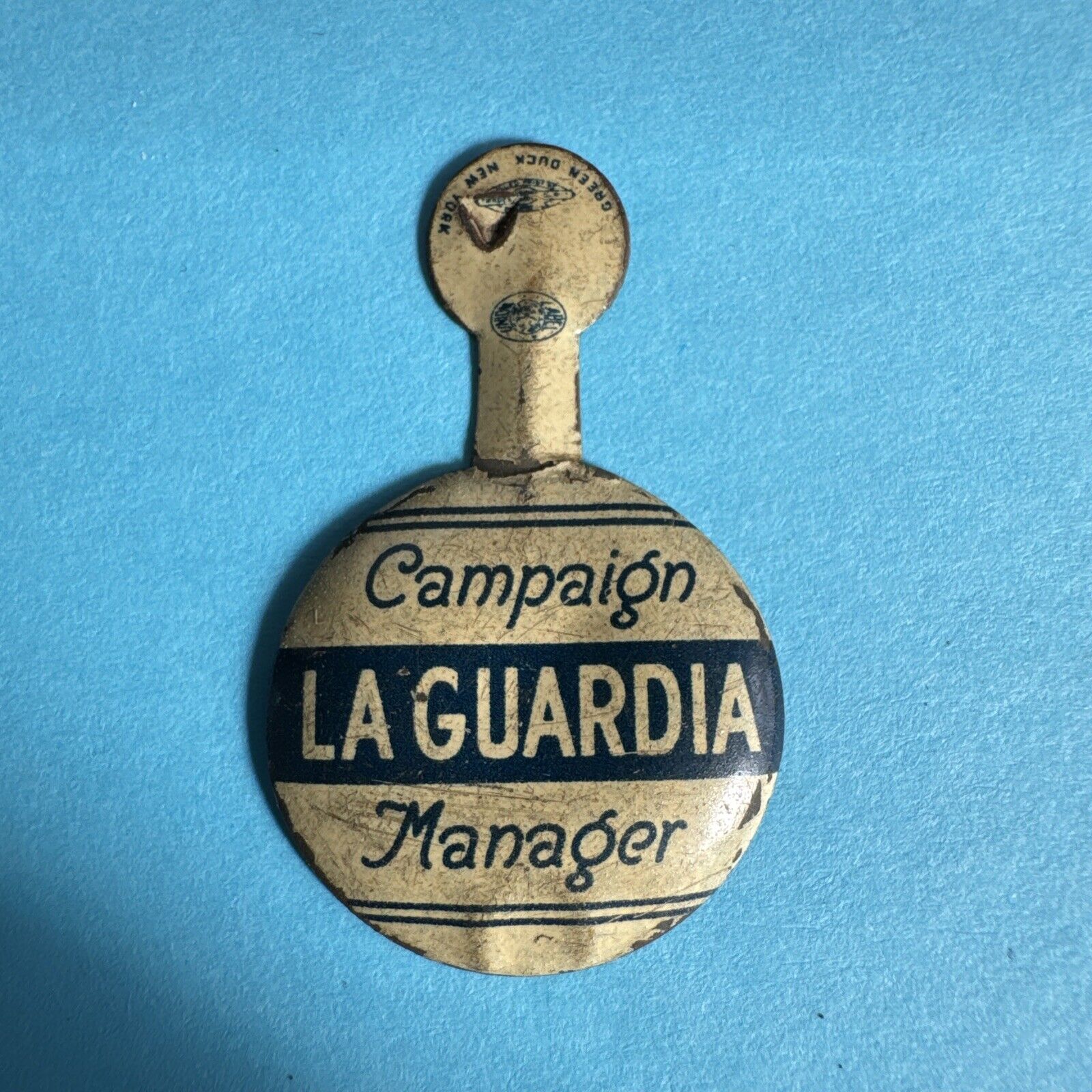 Fiorello La Guardia New York local tab campaign pin button political