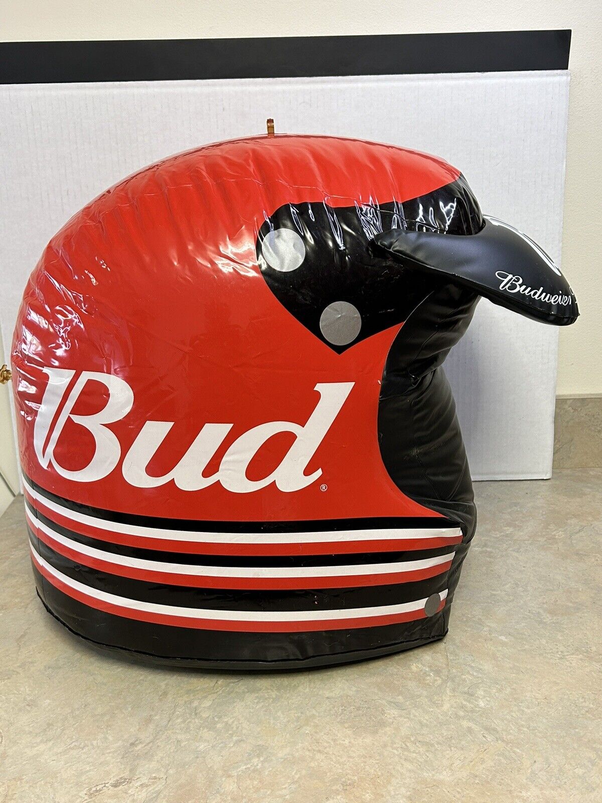 BUDWEISER Beer Racing Helmet Blow Up Advertising Decor Mancave