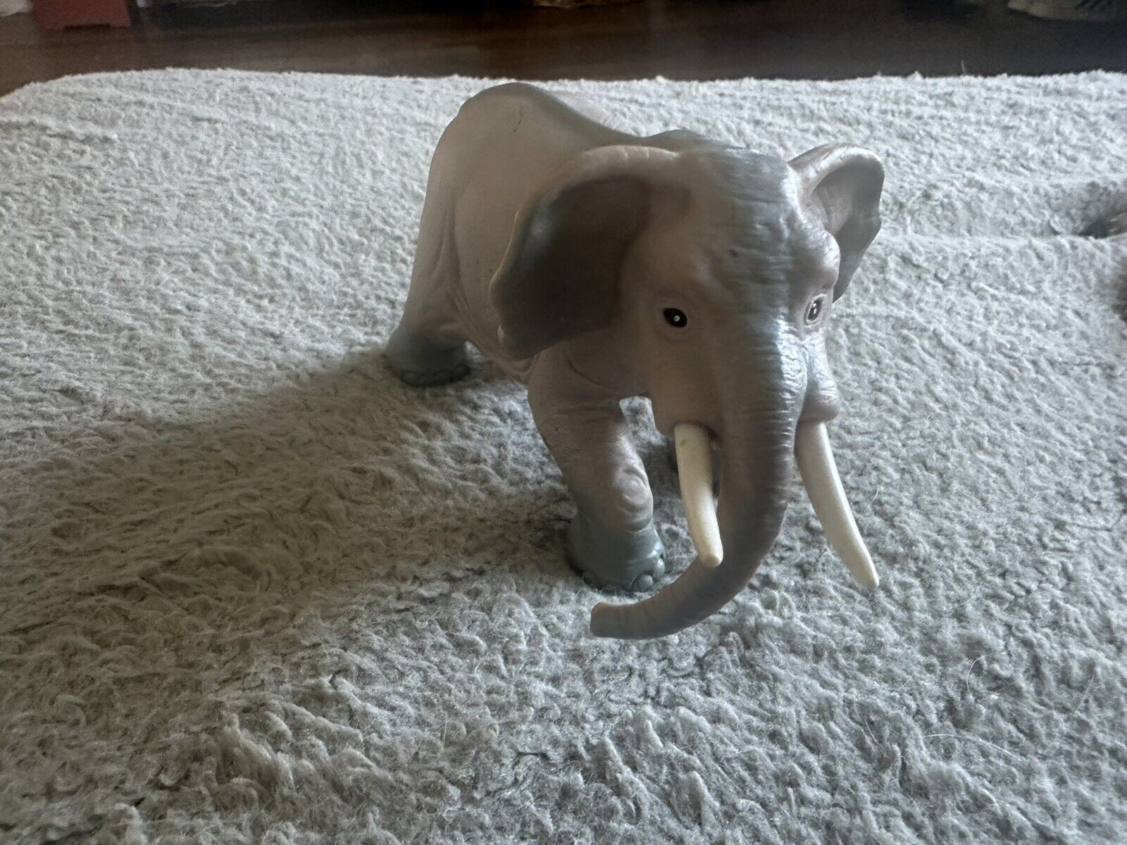 Vintage 1990\'s Gray Elephant 3x5x7 Inch Hard Plastic Toy Realistic Model